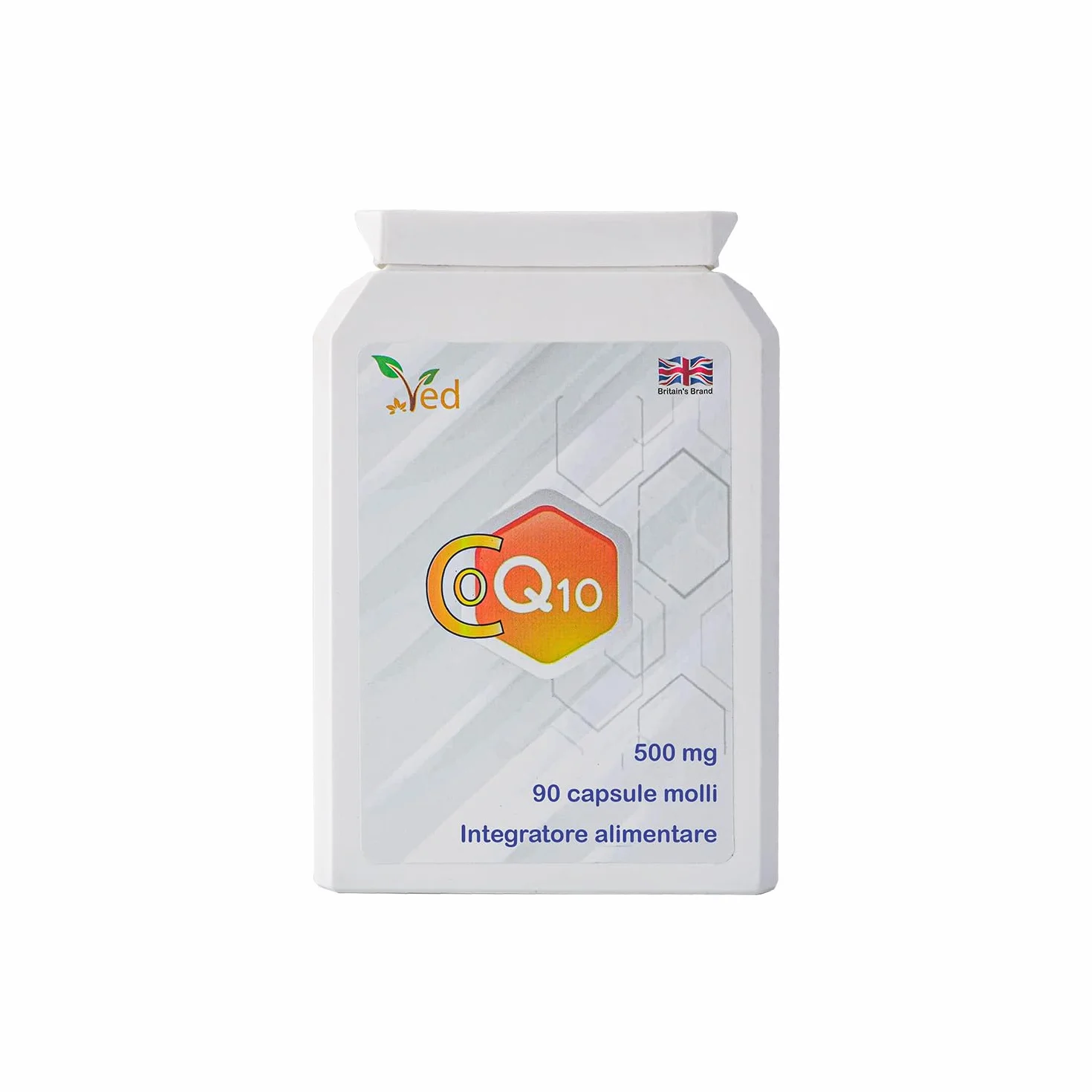 CoQ10 500 mg | Coenzima Q10 | Massima forza | Coenzima Ubichinone fermentato naturalmente | Formula naturale superiore | 500mg 90 Softgel di VED