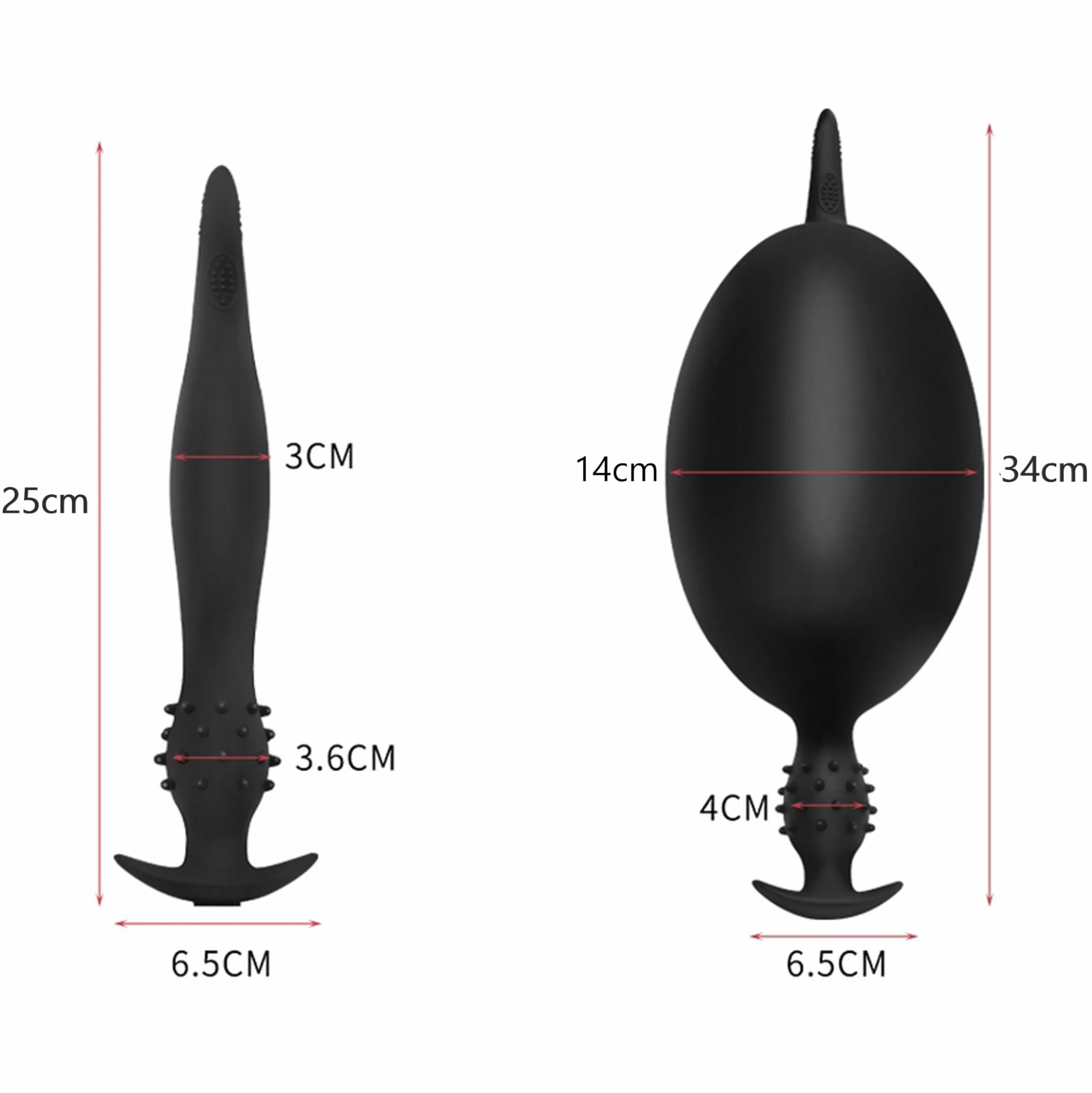 FOPS Plug Anale Gonfiabile per Uomo Donna 25-34cm Divaricatore Anale XL Silicone Nero Sex Toy per Stimolazione Profonda Regolabile D22-12