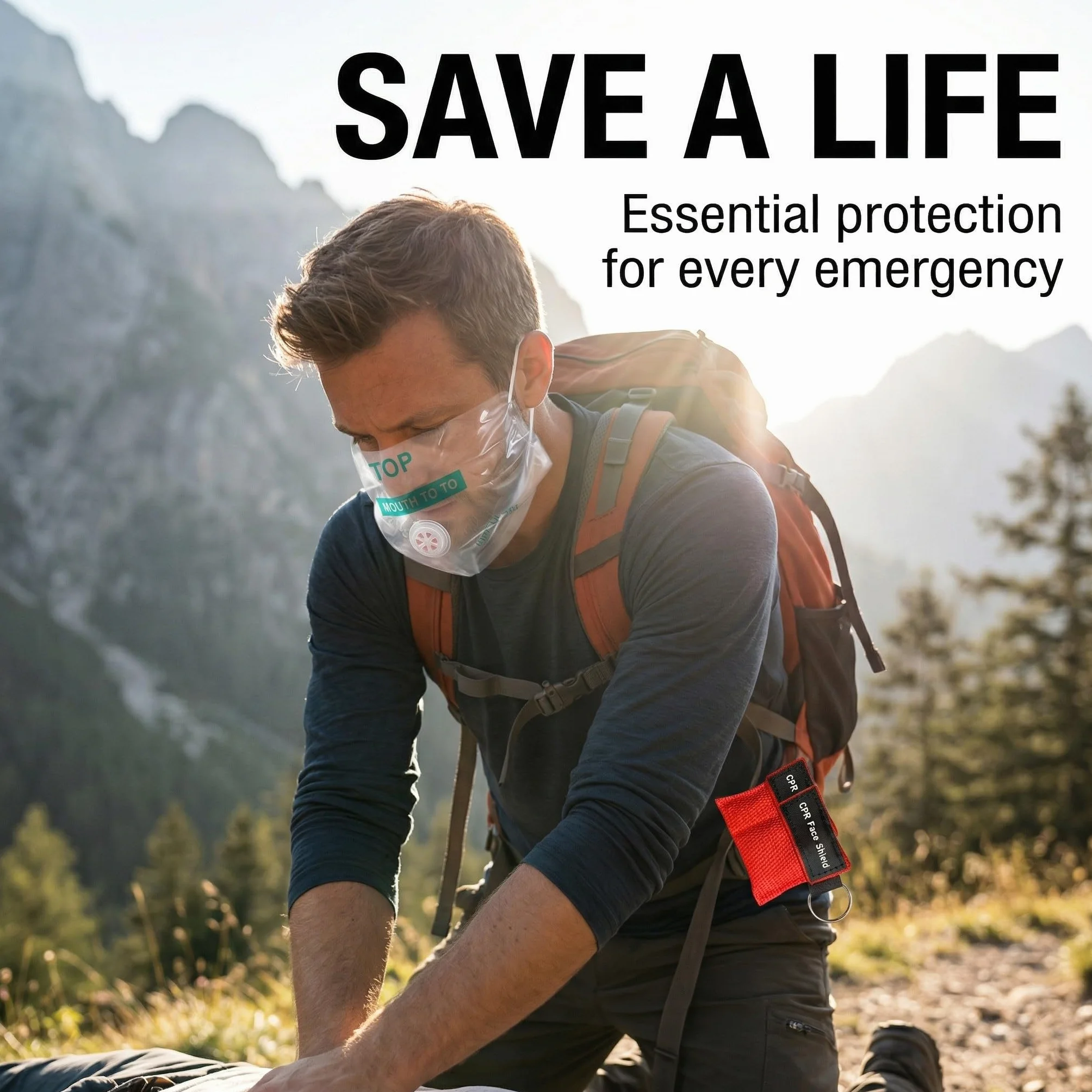 Pocket Mask CPR 5 Mascherine Protezione Viso Emergenza Valvola Unidirezionale Rosso 5x5,5cm