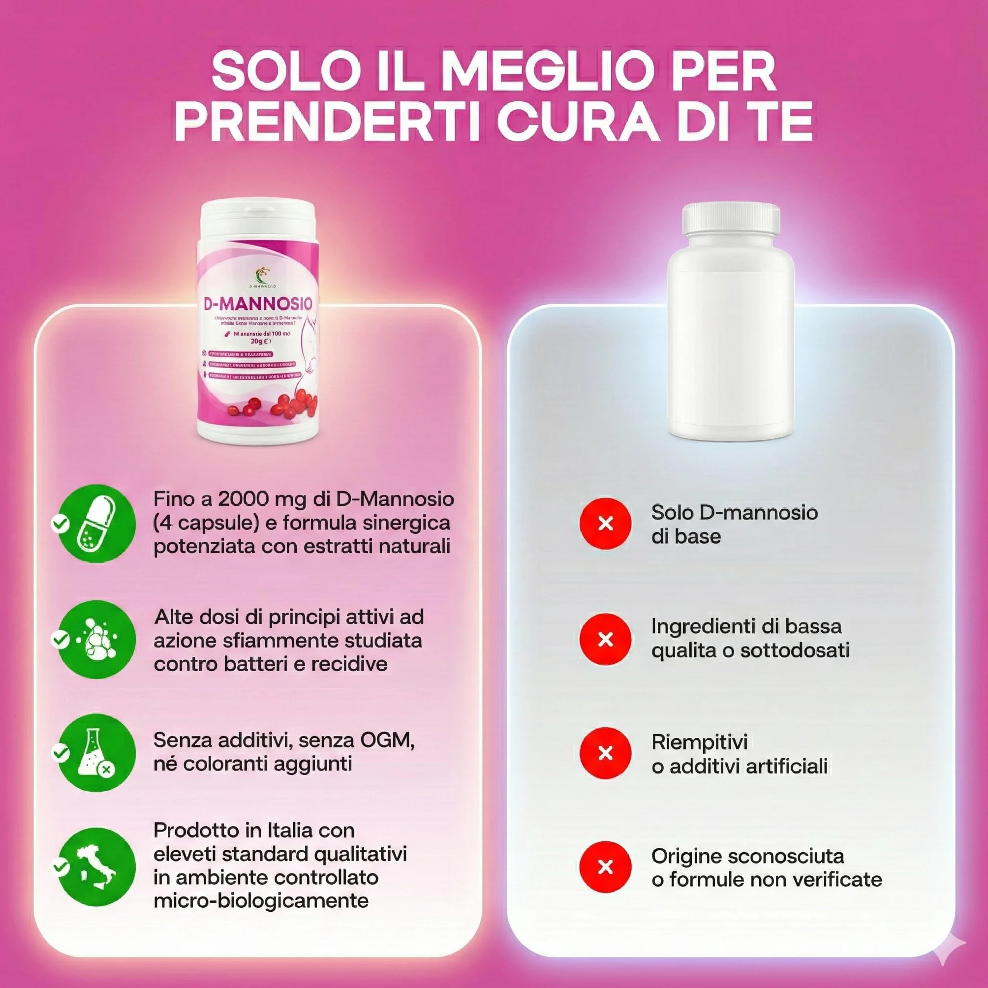 FloTree Lab® D Mannosio Cistite con Cranberry, Pompelmo e Vitamina C, 2000 mg, Integratore Vie Urinarie, 40 Capsule