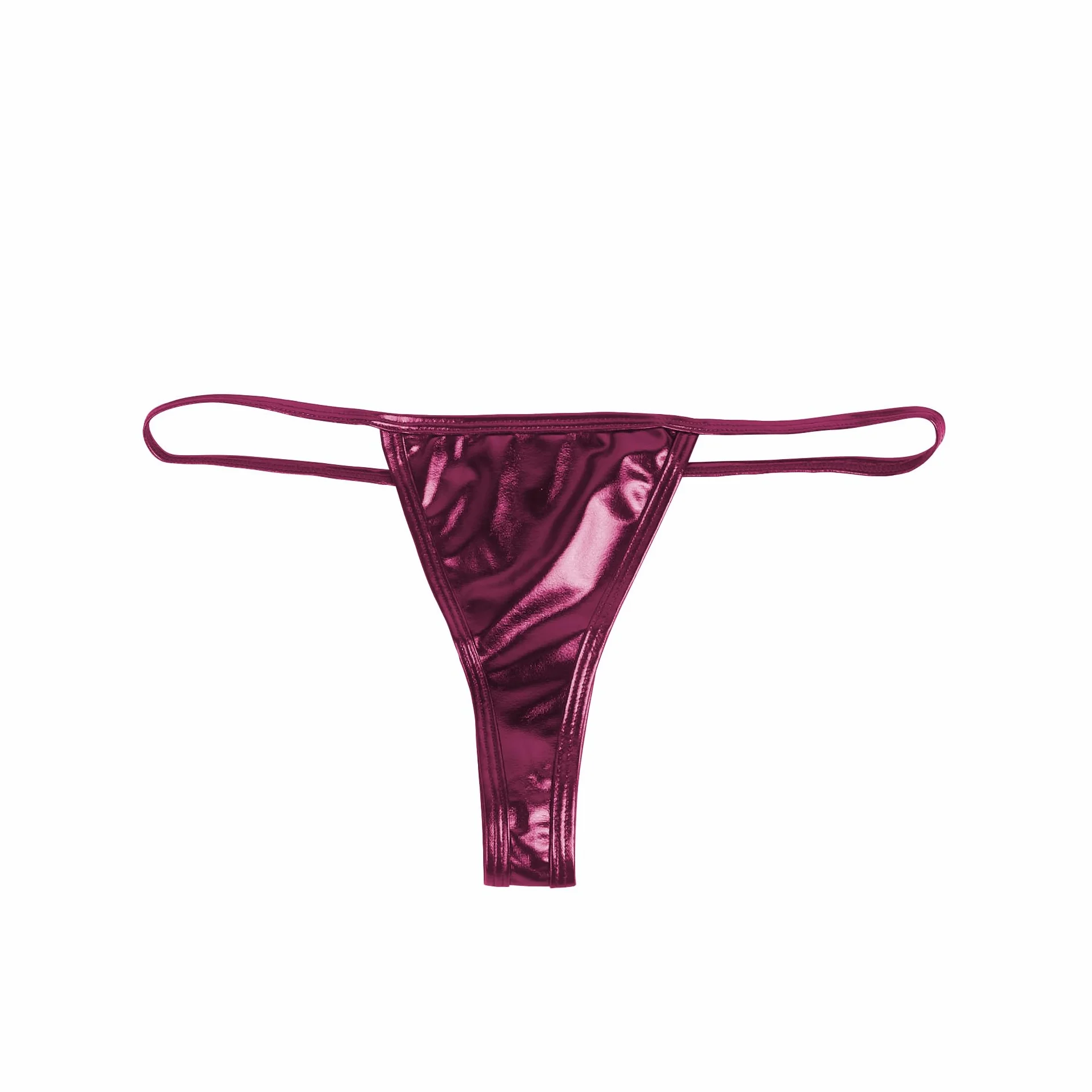 Micro Metallic String Tanga Wetlook di Pelle Gogo Donna 5 Colori