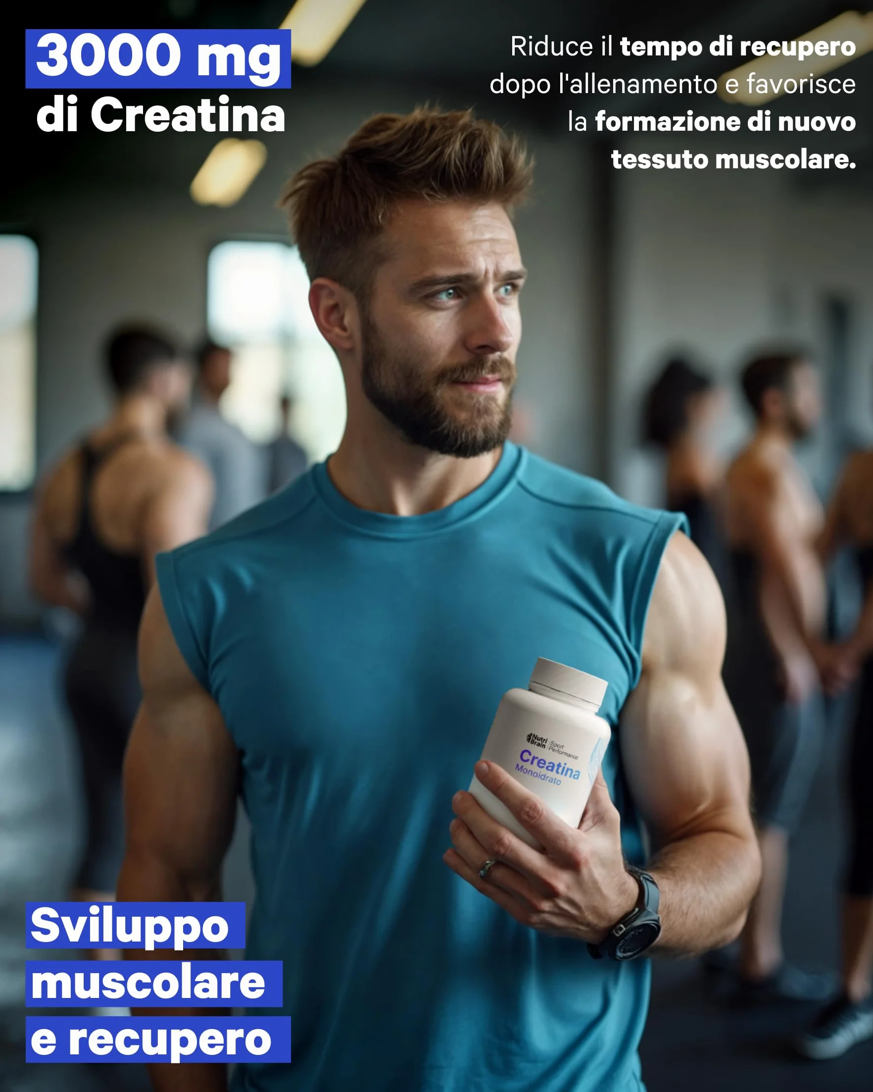 Creatina Monoidrata 3000 mg – 400 compresse | Migliora la forza, la massa muscolare, l'endurance, il recupero, l'energia e l'agilità mentale | Vegana, Senza Glutine, Senza OGM | Per Uomo e Donna