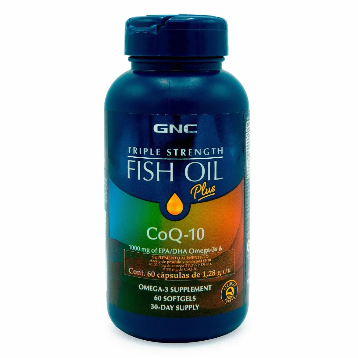 GNC Triple Strength Fish Oil 1000 Plus Co Q-10, 60 softgel