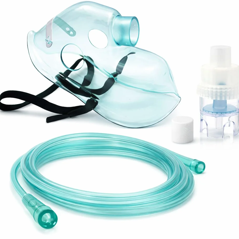 ALL4US® Kit ricambi per aerosol universale per adulti con maschera, ampolla, tubo 2.1m, filtro e accessori per nebulizzatore