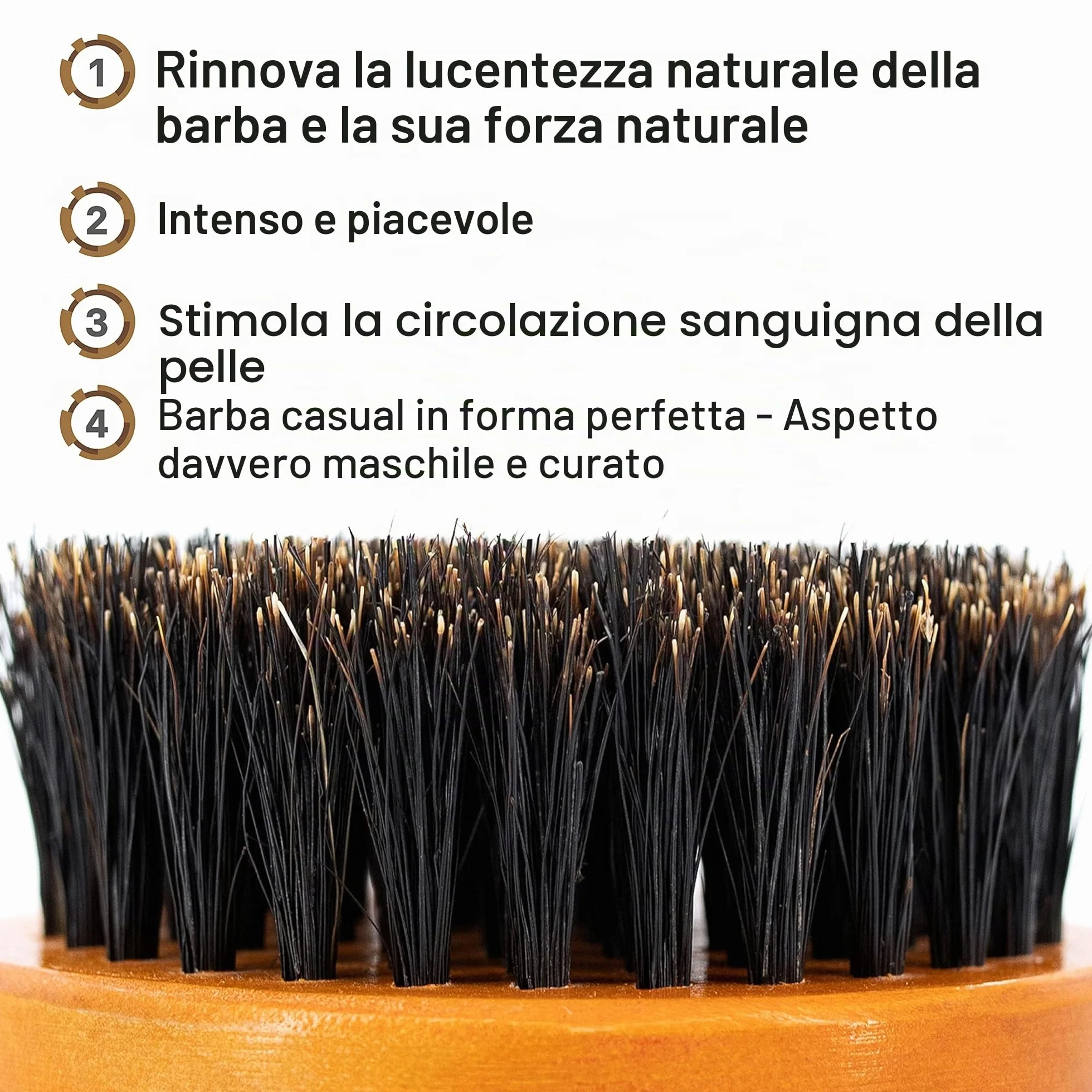 Spazzola Barba Uomo con Setole di Cinghiale - Pettine Barba - Ideale per Districare Nodi e Cura Quotidiana - Astuccio Elegante