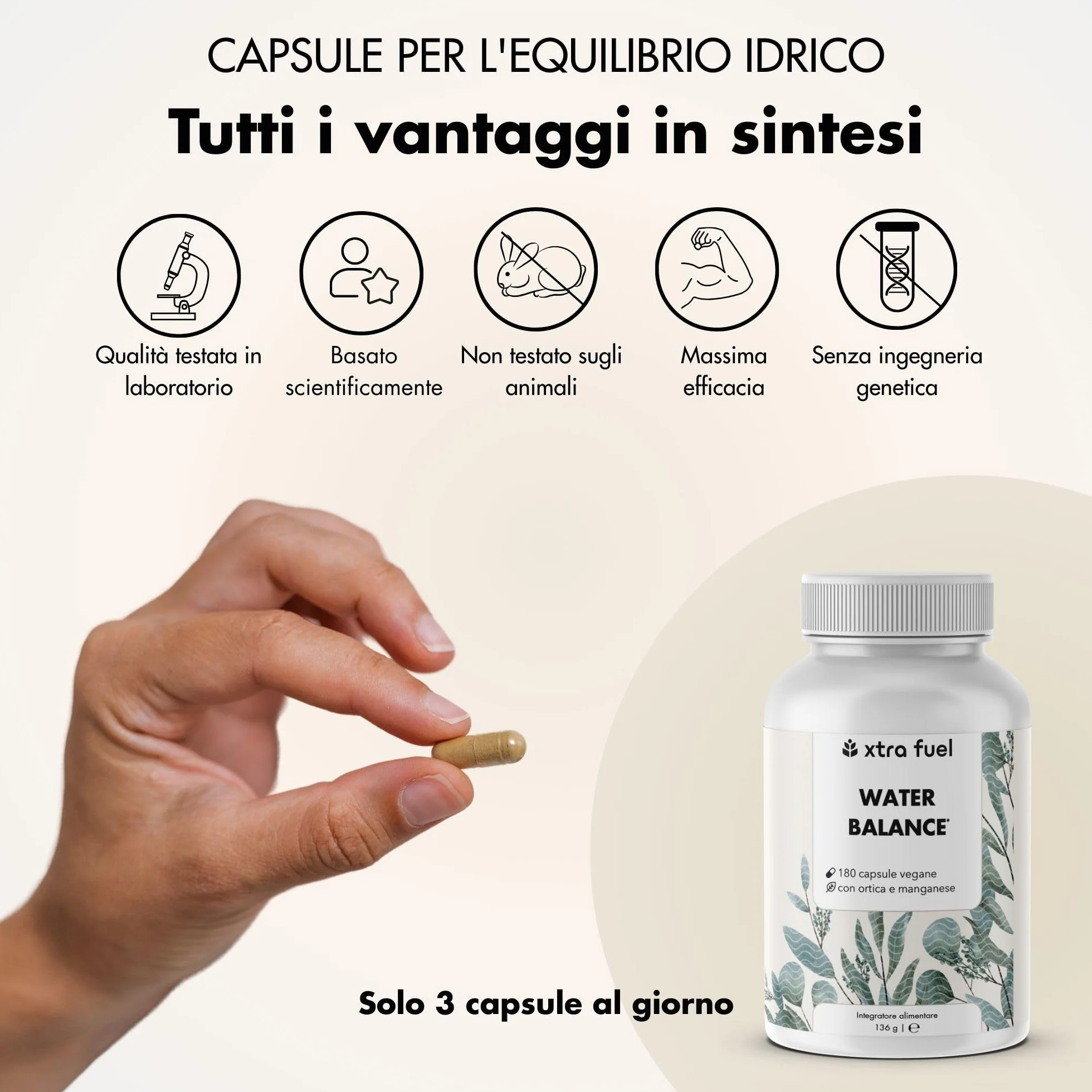 Complesso Water Balance 180 compresse vegane ortica foglie di vite rossa ippocastano magnesio manganese