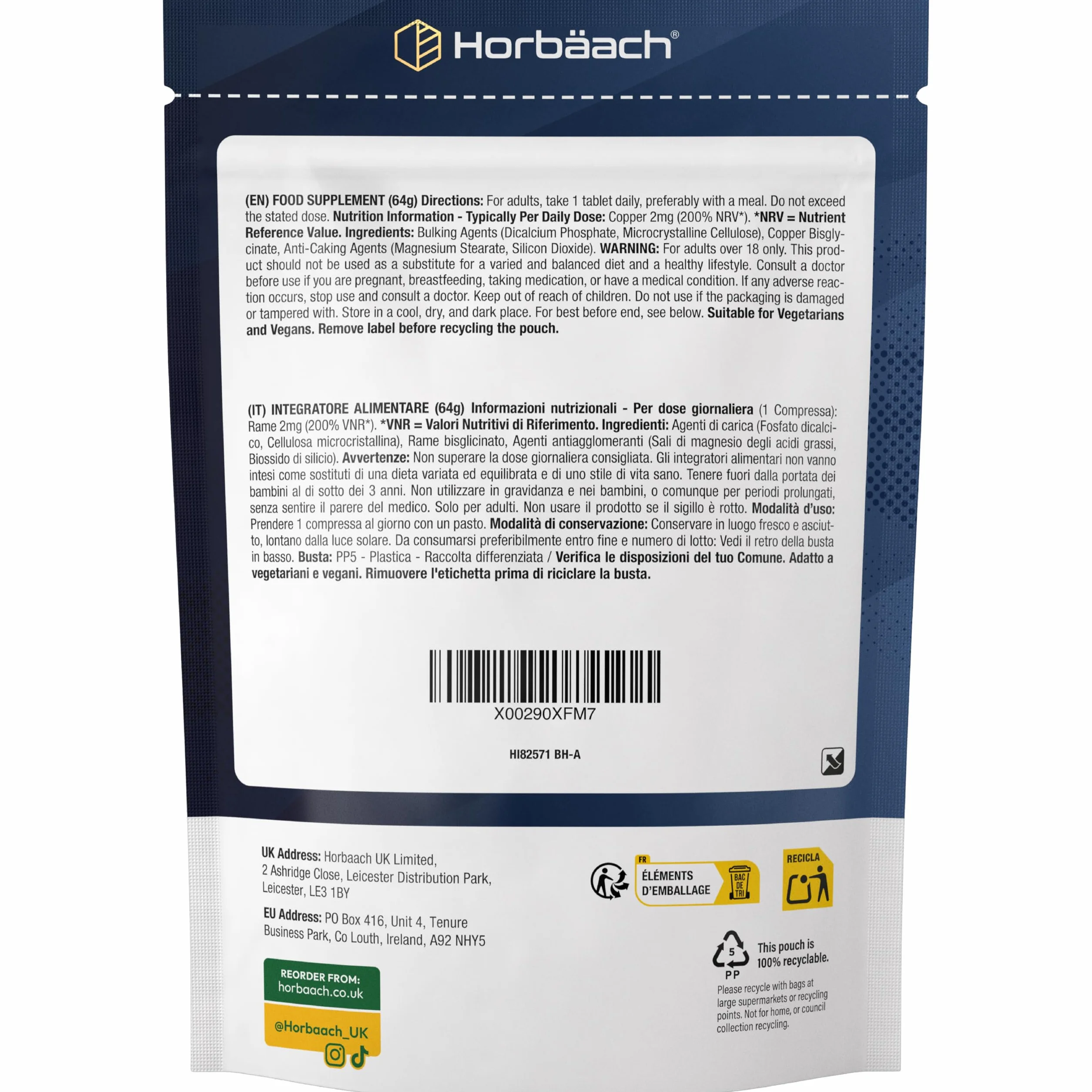 Rame Integratore 2mg | 365 Compresse Vegane per 1 Anno | Alternativa a Rame Integratore Capsule | Integratore Alimentare ad Alto Dosaggio | Chelated Copper Supplement | di Horbaach