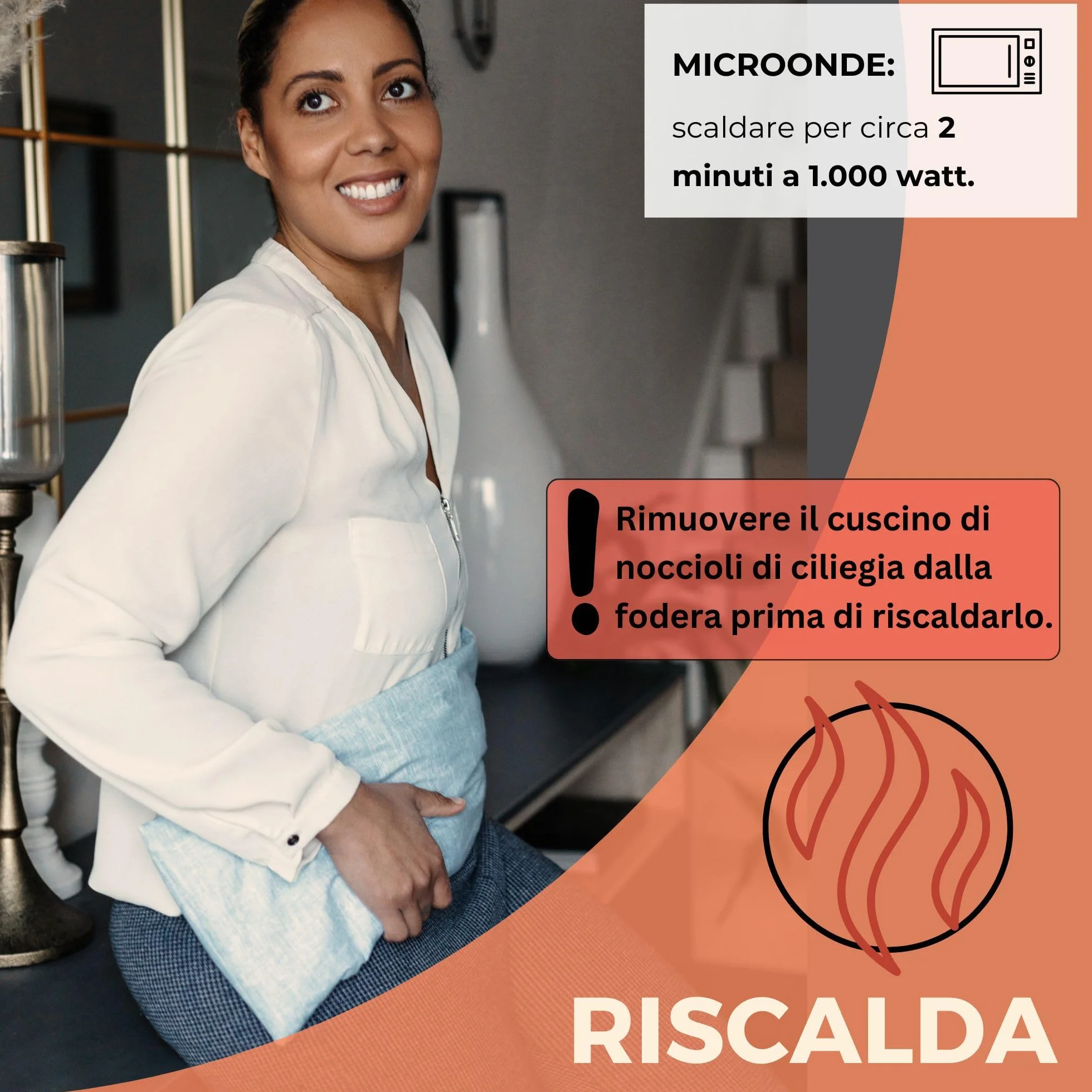 Cuscino Noccioli Ciliegia riscaldabile | Grande XXL lungo 60x20 cm | Cuscino Termico cervicale, semi di ciliegio: collo, spalle, schiena, stomaco | Senza sostanze nocive: certificato OEKO TEX