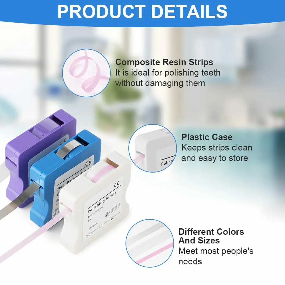OFFCUP Lucidatura Dentale, 4mm/6m Strisce Sbiancanti Denti per Lucidatura Dentale, Scatola Dentale Lucidatura Striscia, per Levigatura, Pulizia e Sbiancamento dei Denti Interdentali (Rosa)