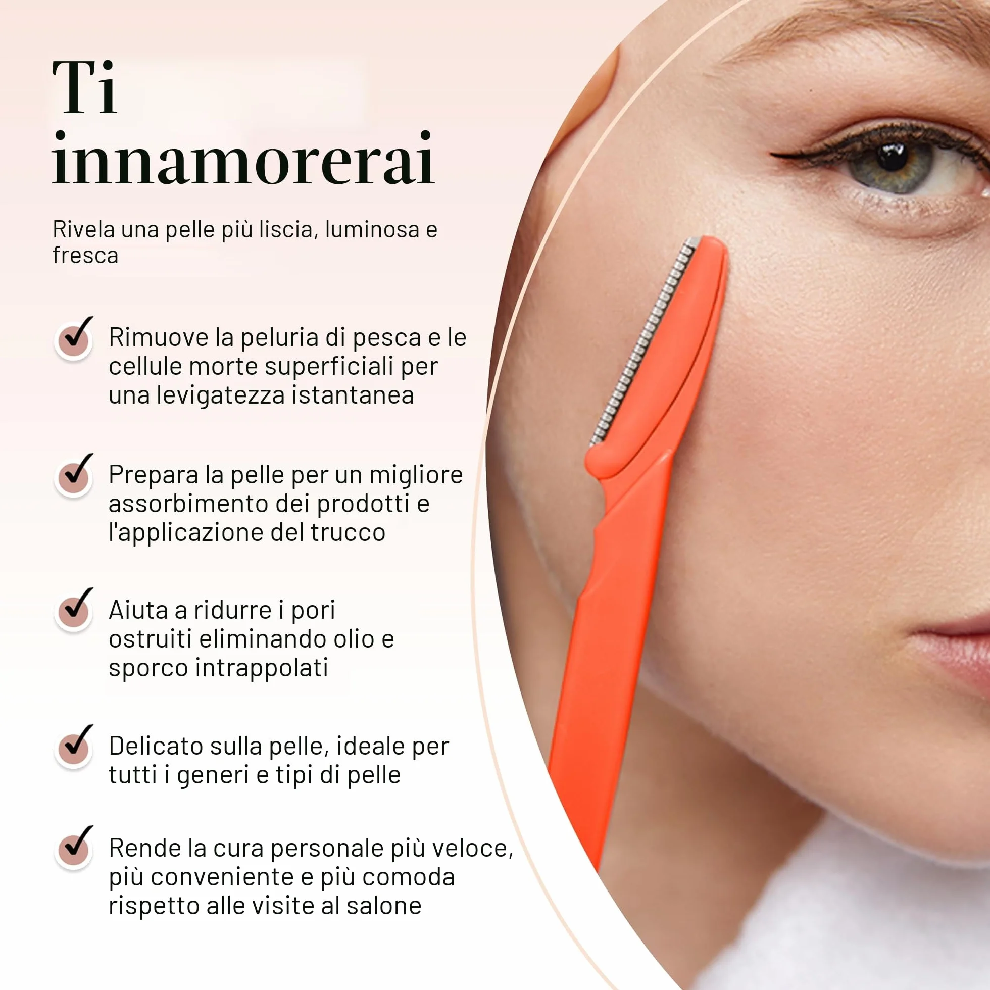 Kitsch Dermaplaning Tool Rasoi per il viso da donna 12 pezzi Corallo