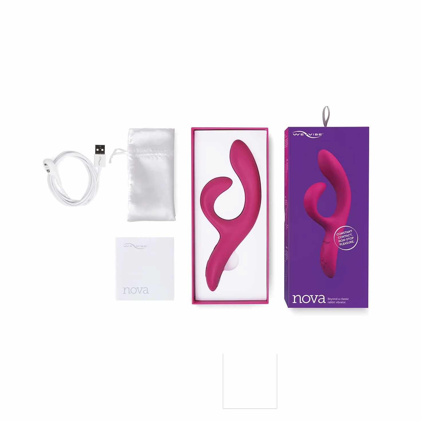 We-Vibe Nova 2 Vibratore Rabbit per Donna - Clitoride e Punto G - 10+ modalità - Flessibile - Doppia stimolazione - Controllo App a distanza - Stimolatore Massaggiatore Clitorideo - Impermeabile