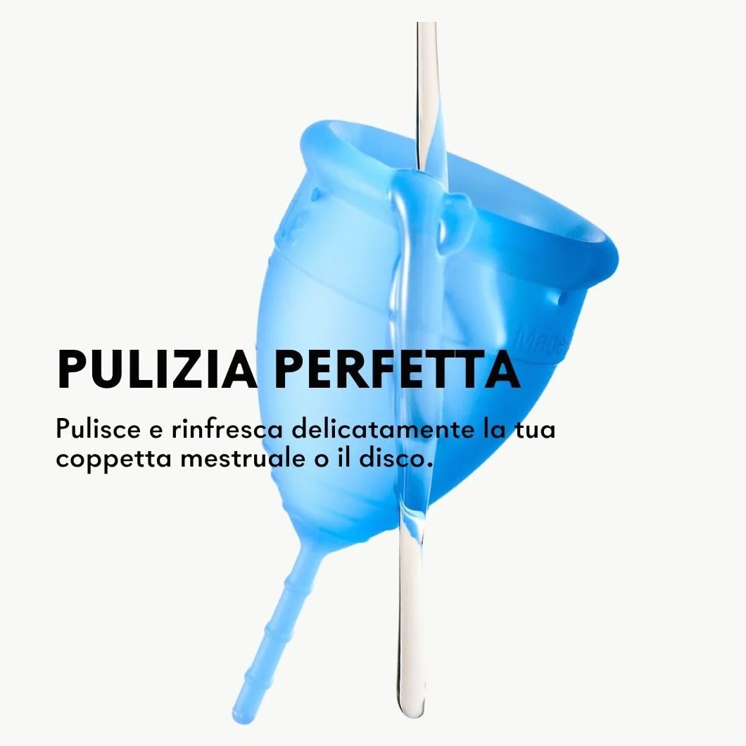 Lunette Gel per la Pulizia della Coppetta Mestruale – Gel a pH Bilanciato per Coppette e Dischi – Vegano e Sicuro per il Silicone – Formato da Viaggio – Prodotto in Finlandia, 100 ml