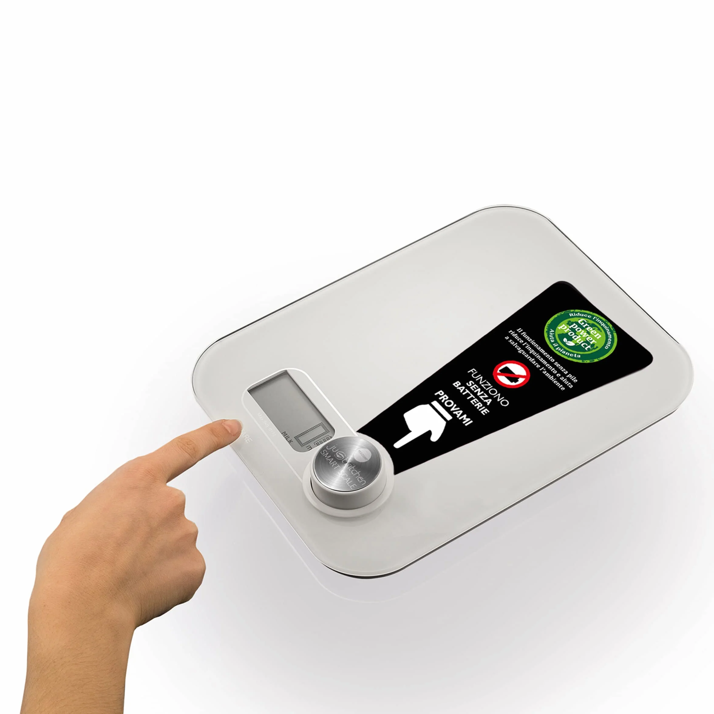 MACOM, Bilancia Elettronica per Alimenti senza Batterie, Bianco, Just Kitchen 868 Smart Scale