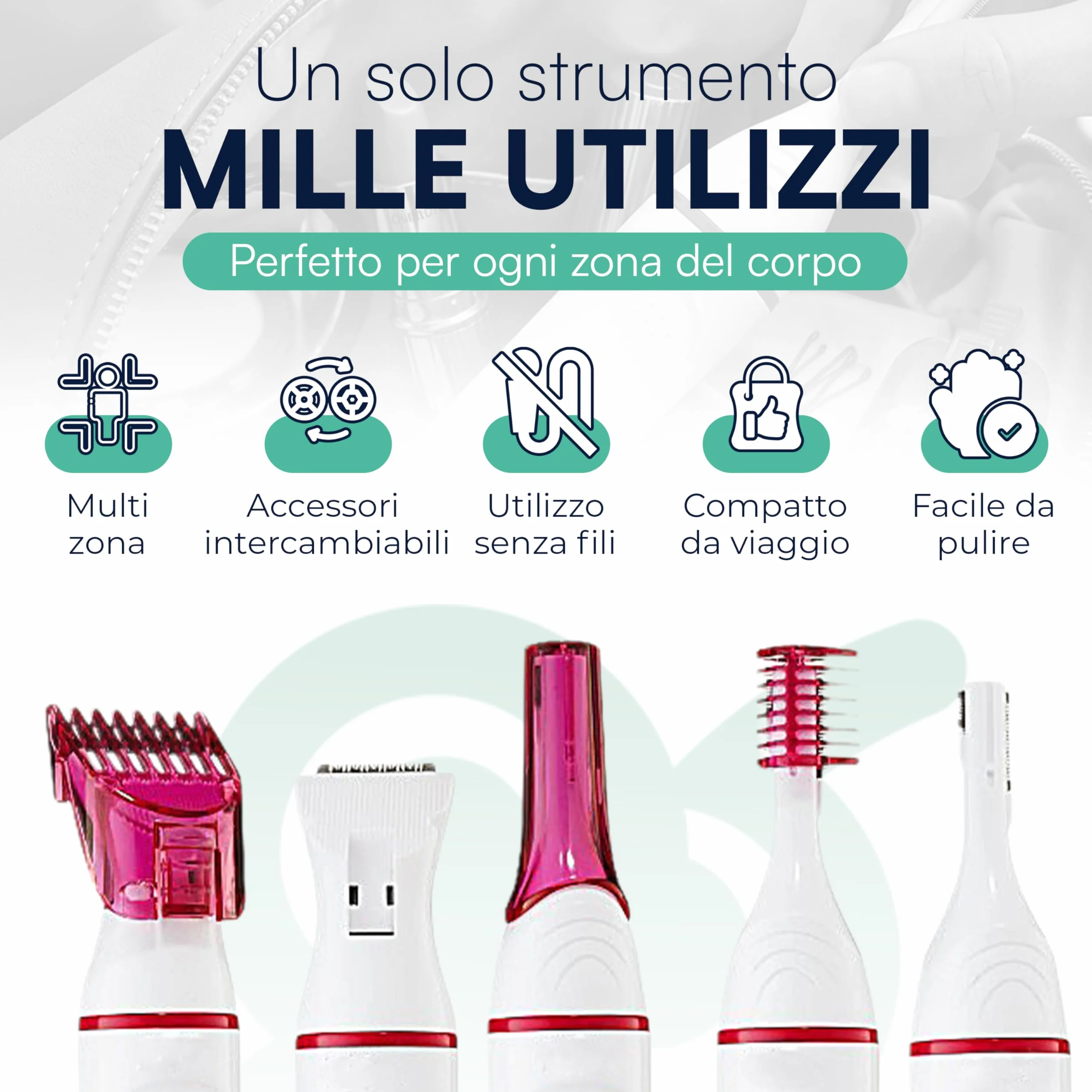 Rasoio Elettrico Donna per Viso e Corpo - Epilatore Portatile a Batteria con Testina di Precisione