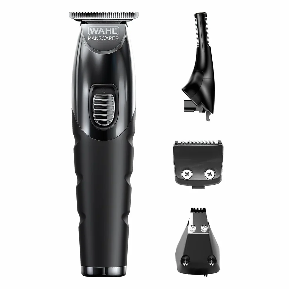WAHL Manscaper Toolbox, multigroomer, regolabarba, tagliacapelli, alimentazione al litio, ricarica USB, pettini guida, ricaricabile, nero