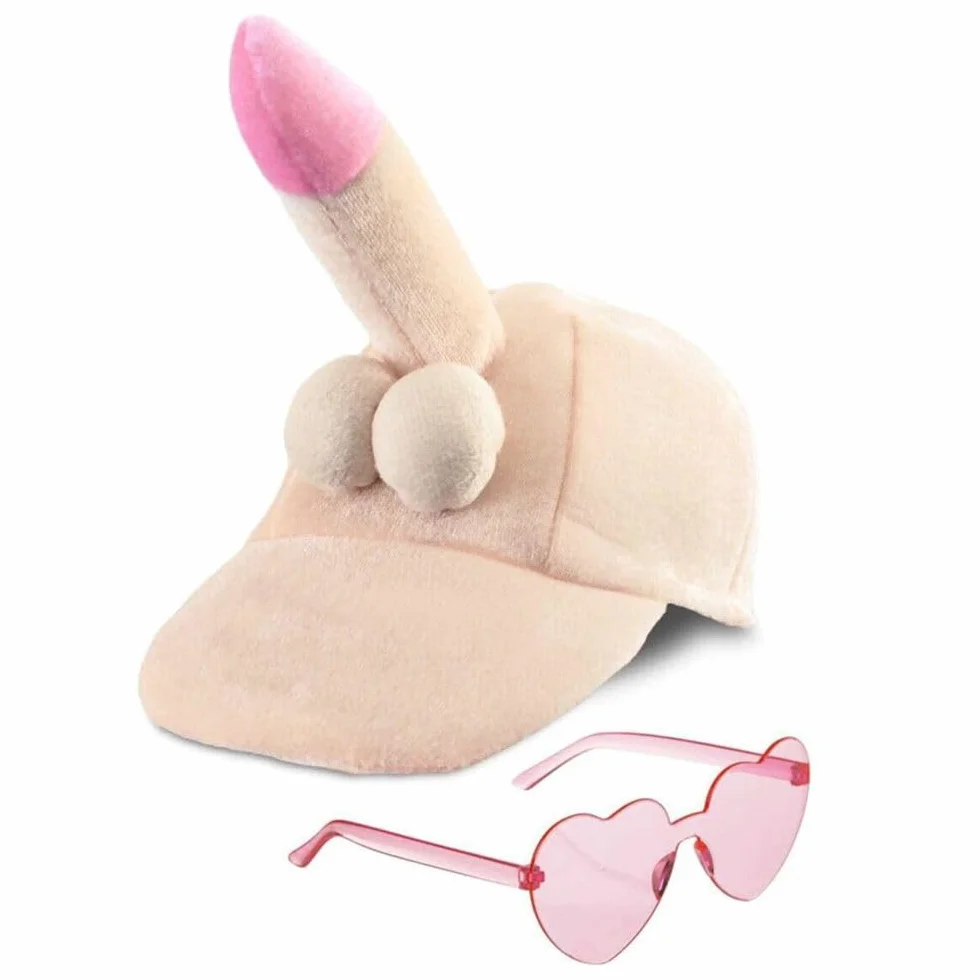Cappello peluche pisello e occhiali a forma di cuore rosa per la festa di addio al nubilato celibato gadget per adulti sexy 18+