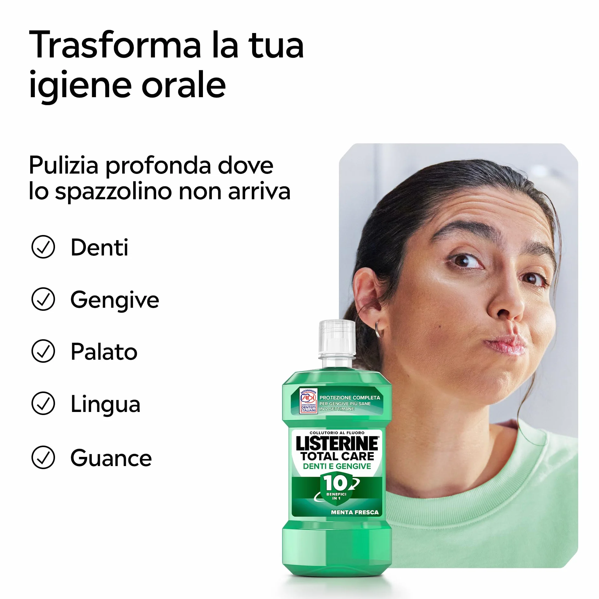 LISTERINE Total Care Denti e Gengive Collutorio al Fluoro Menta Fresca 500 ml