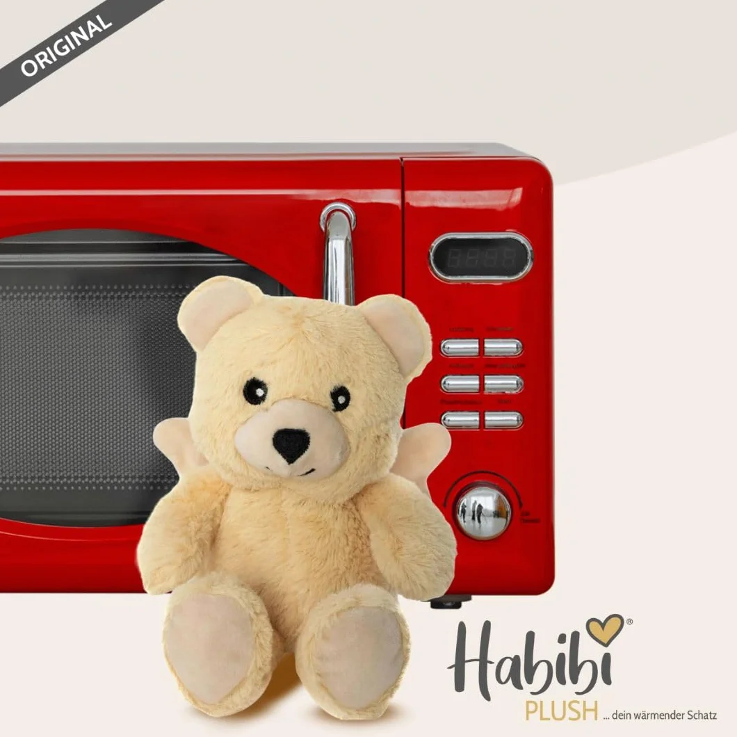 Habibi Premium Midi Deluxe – 2032 - Orso angelo custode con ali con sacchetto di grani estraibile, cuscino termico per riscaldare nel forno a microonde