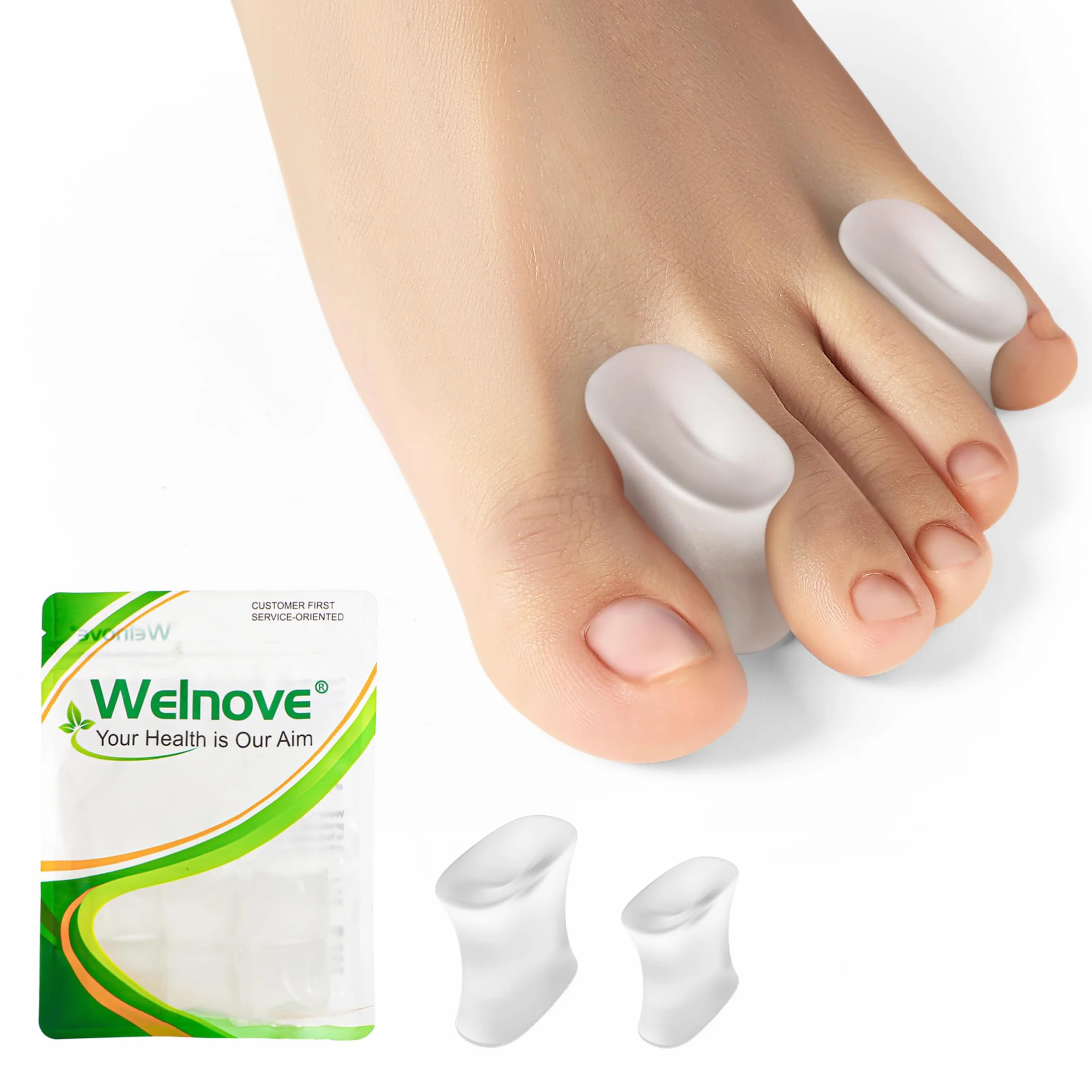 Distanziatori per dita dei piedi in gel aggiornato con Aloe Vera e silicone - Confezione 8 pezzi per raddrizzare dita sovrapposte