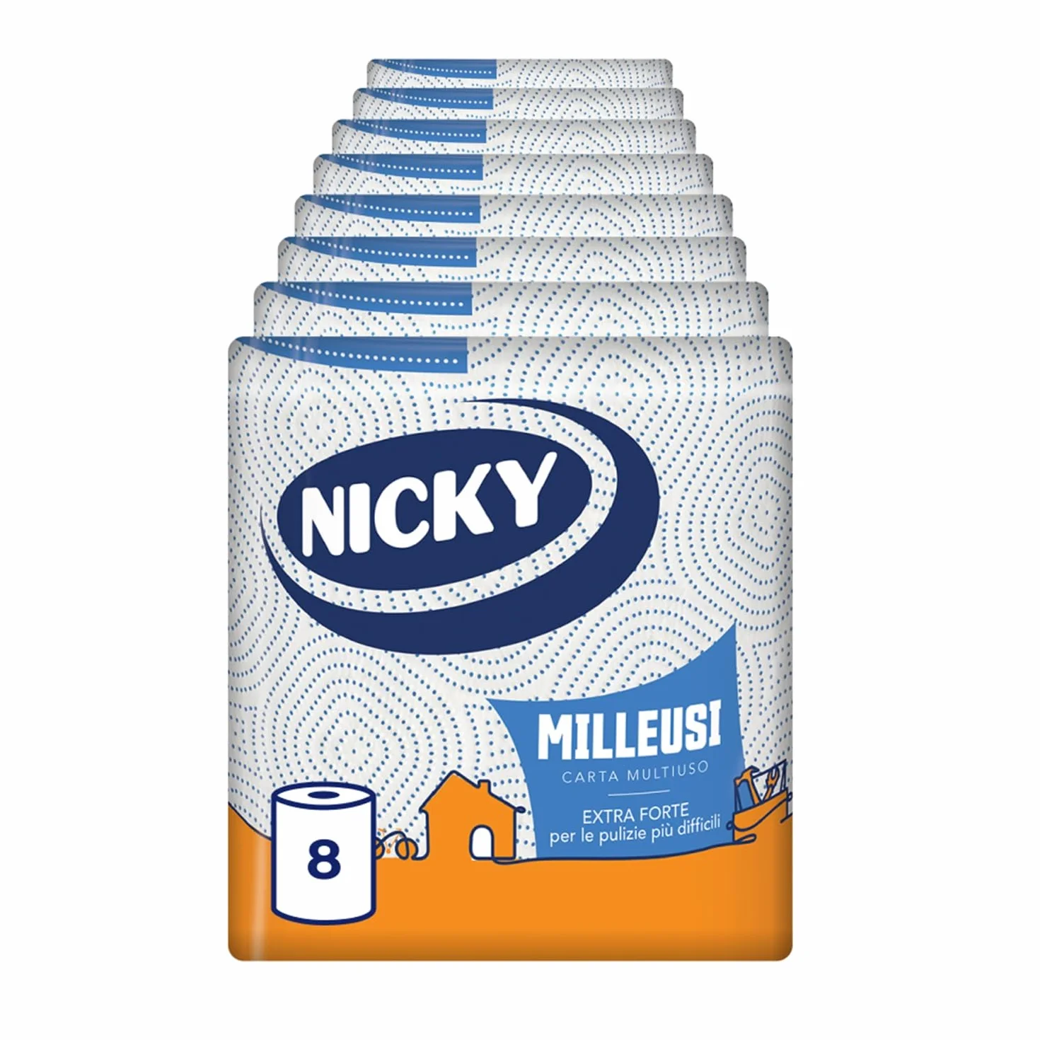 Nicky Milleusi Forte Carta Multiuso 8 Rotoli 3 Veli 180 Fogli FSC