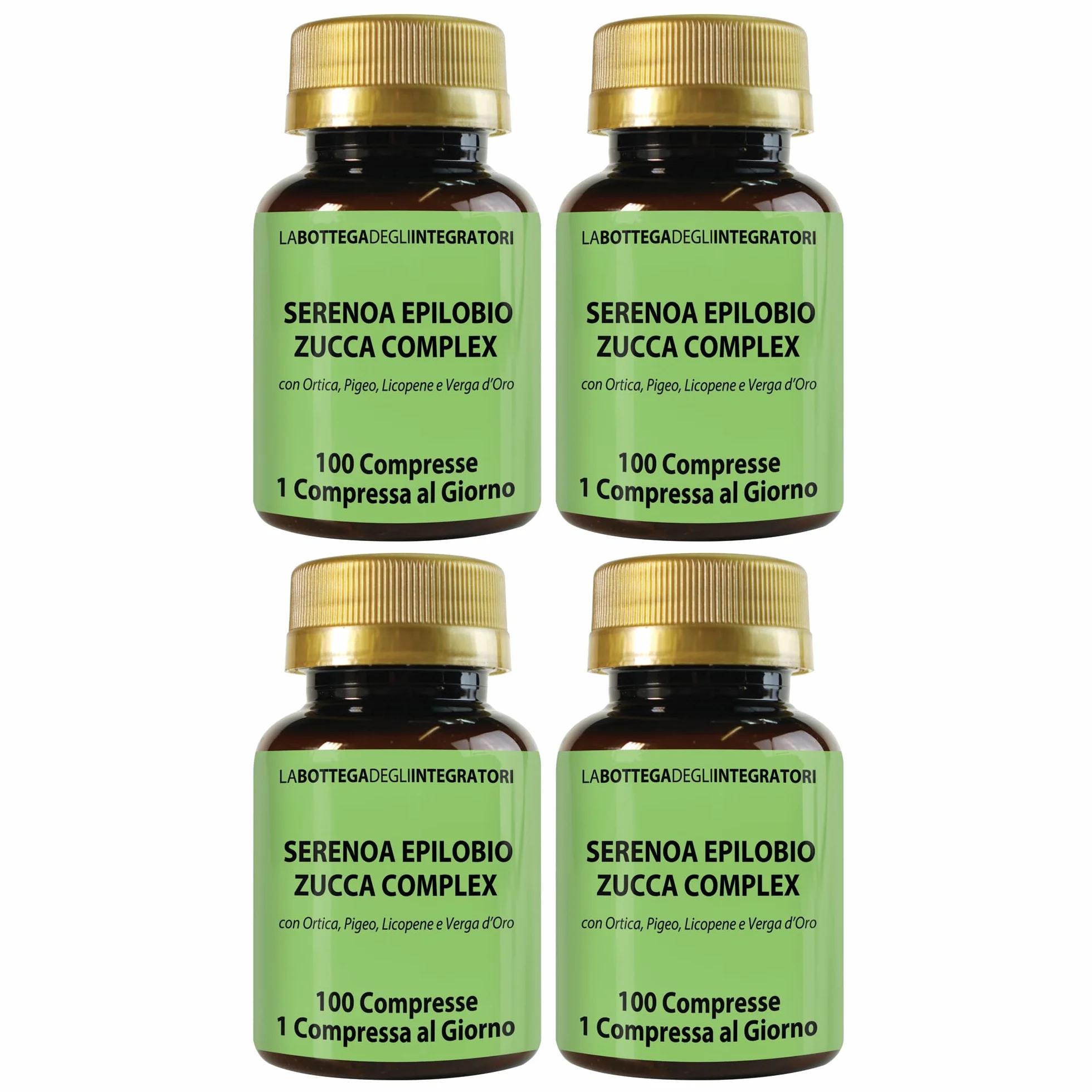 Serenoa Epilobio Zucca Complex con Ortica Pygeum Africanum Licopene e Verga D'Oro 400 Compresse Integratore Prostata Vie Urinarie