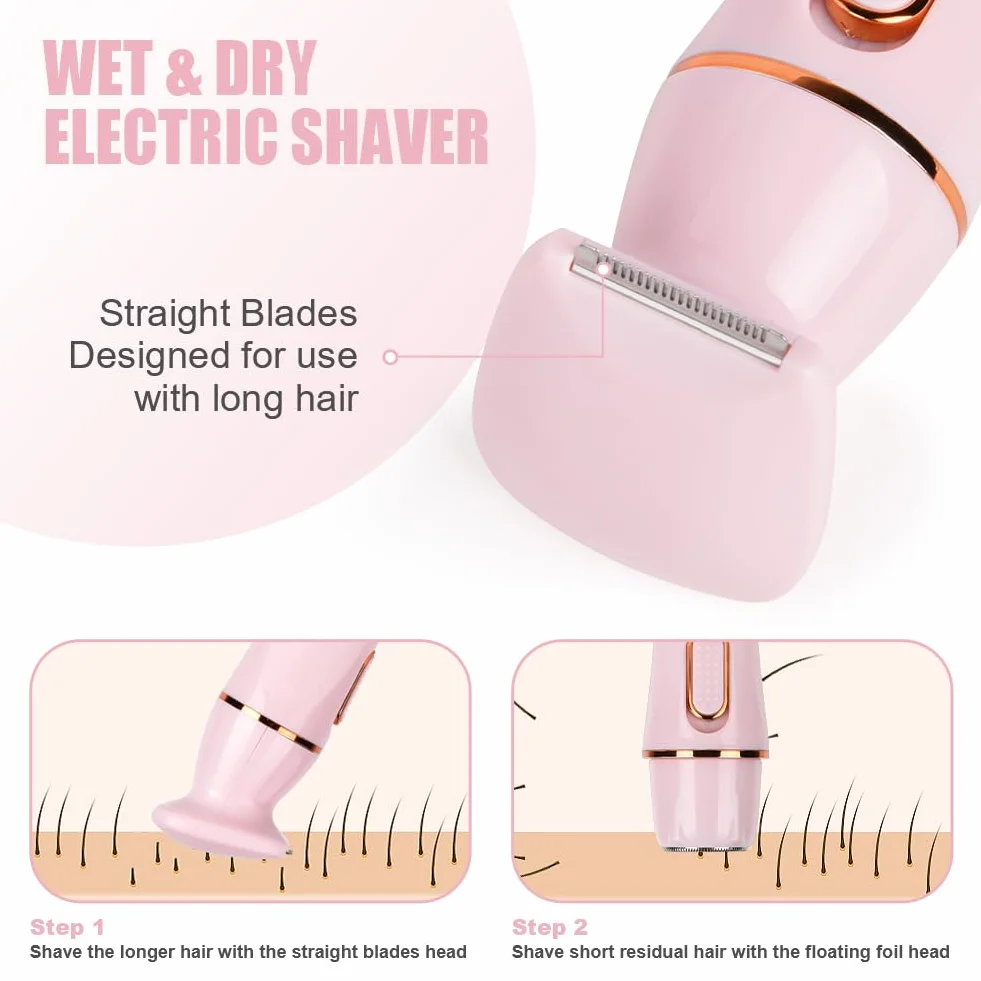 ACWOO Rasoio Elettrico Donna, 4 in 1 Epilatore Senza Fili, Ricaricabile Epilatore viso, Depilatore Multifunzione a Secco e Bagnato per Una Rasatura Delicata e Accurata, Impermeabile