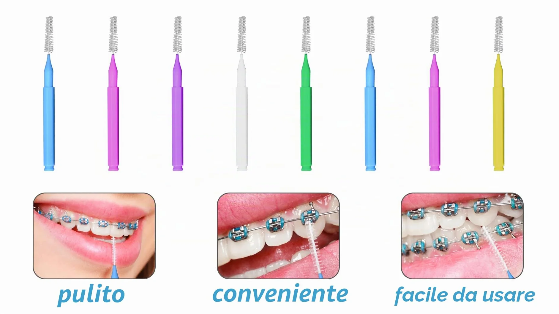 100 Pezzi Scovolini Interdentali con Coperchio Colore Misto