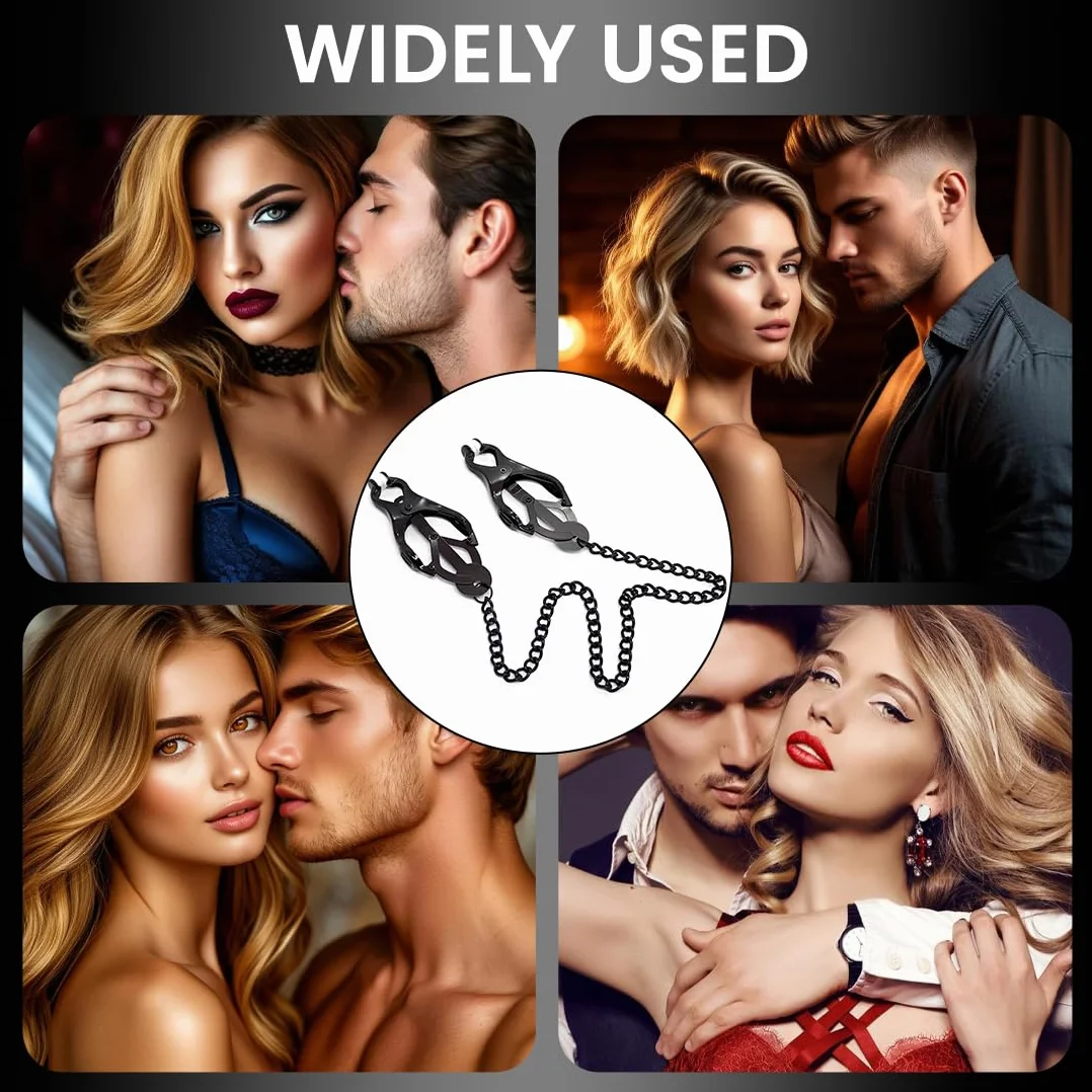 Pinze Capezzoli,Giocattoli Intensi per Capezzoli per Uomini e Donne,Sex Toys,Regali per Coppie (Nero)