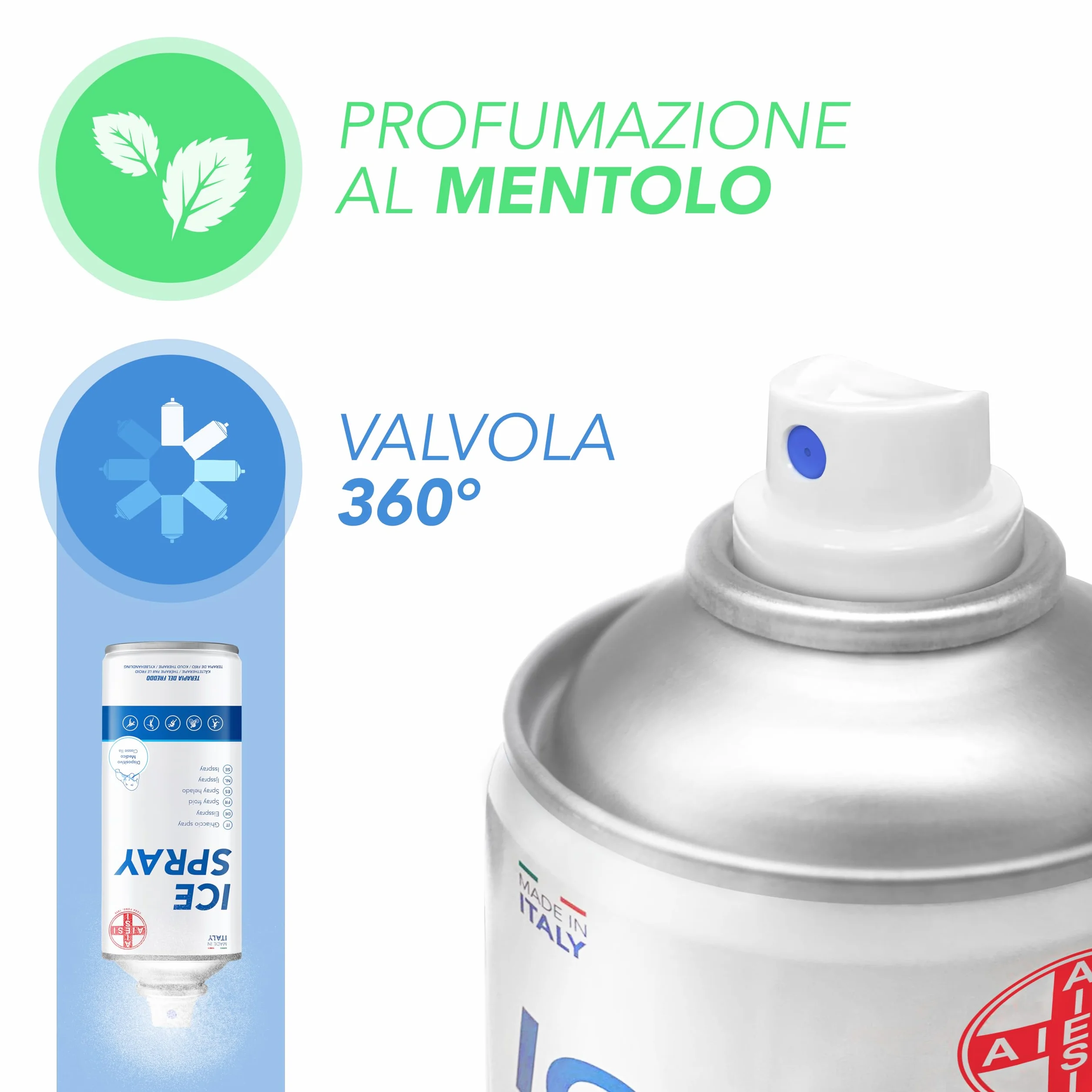 AIESI Ghiaccio Spray sport 6x400 ml al mentolo ICE SPRAY Made in Italy