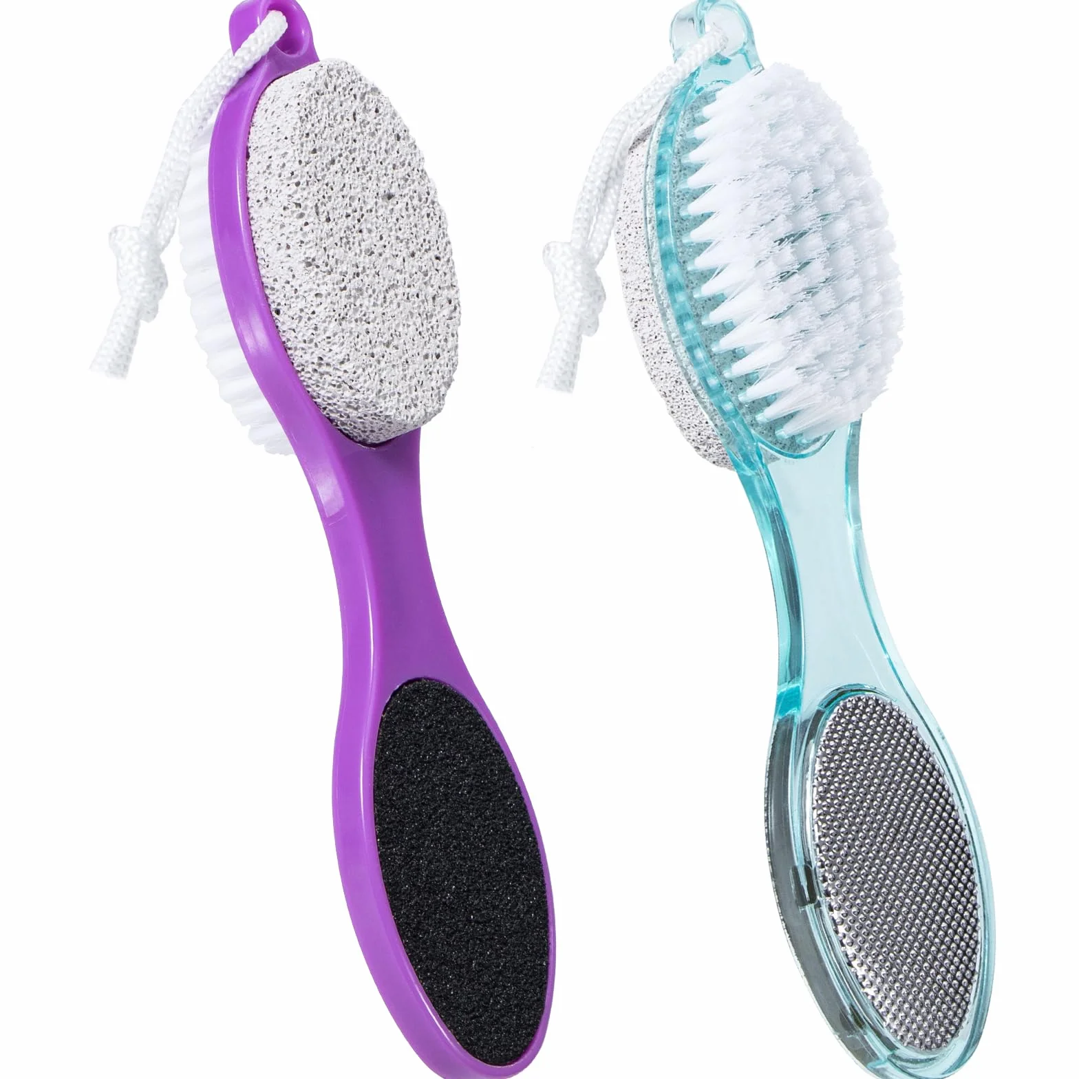 Spazzola in pietra pomice per piedi 4 in 1, scrubber doccia, lima calli, raspa e carta abrasiva, strumenti pedicure con manico