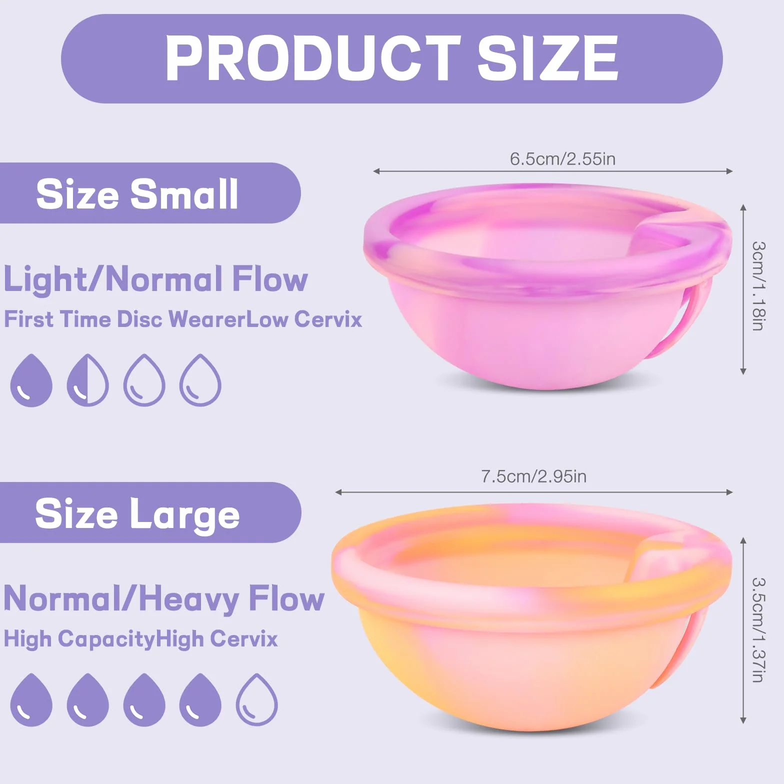 Disco Mestruale, Coppetta Mestruale in Silicone, Disco Menstruale, Disco Periodico Riutilizzabile, Coppetta Mestruale morbida, Tenuta Stagna Alternativa ai Tamponi (S+L)
