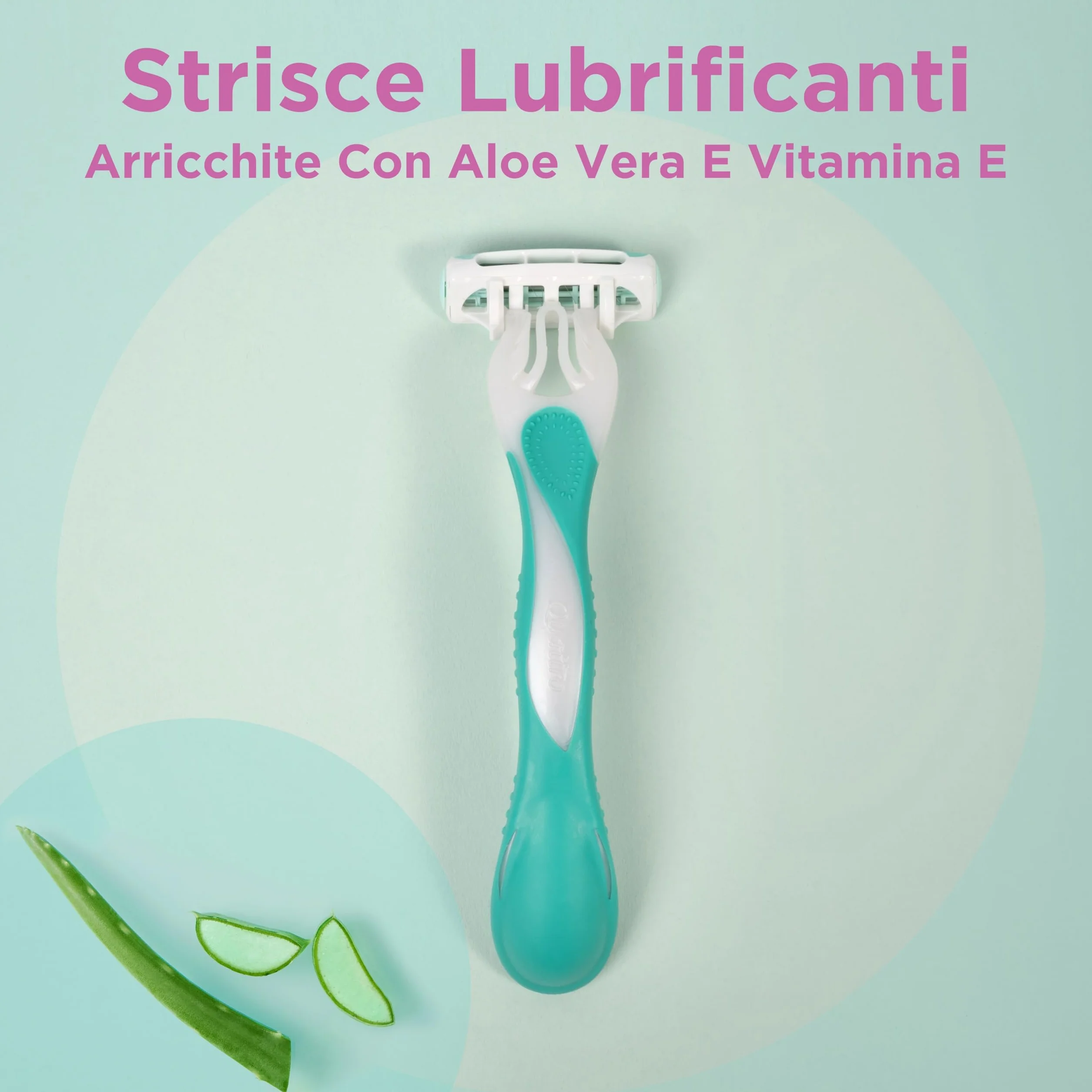 Wilkinson Sword MyIntuition Smooth Sensitive Quattro Rasoio Usa & Getta 4 Lame Donna 2 Strisce Lubrificanti Aloe Vera Vitamina E Confezione 3+1