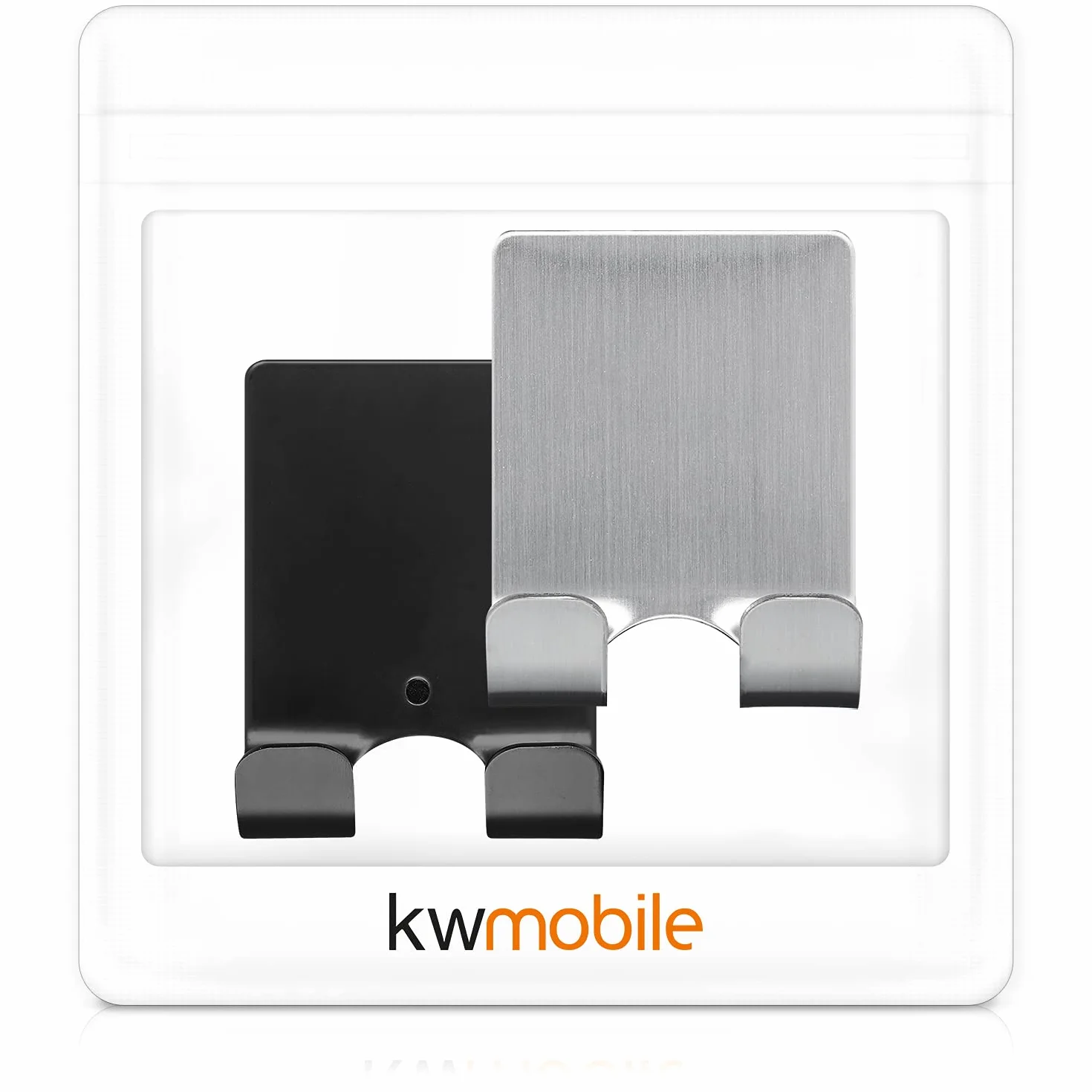 kwmobile 2X Gancio Adesivo Portarasoio in Metallo - Appendi Rasoio da Barba e Lametta Peli Gambe - Supporto Universale 45x61mm - Porta Lamette Autoadesivo Acciaio Inox