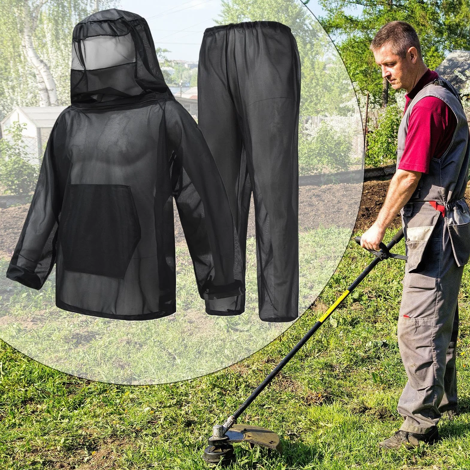 Abbigliamento Antimosche Tuta Completa Rete Antinsetti Protezione Camping Escursionismo Giardinaggio