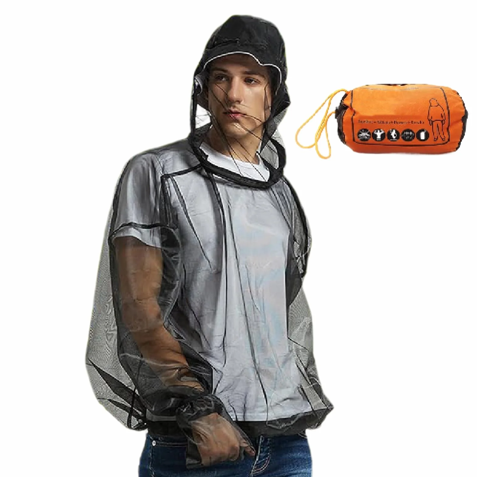 Camicia Antizanzare Tuta Fly Leggera Tessuto Traspirante Flessibile Escursioni Pesca Campeggio Outdoor