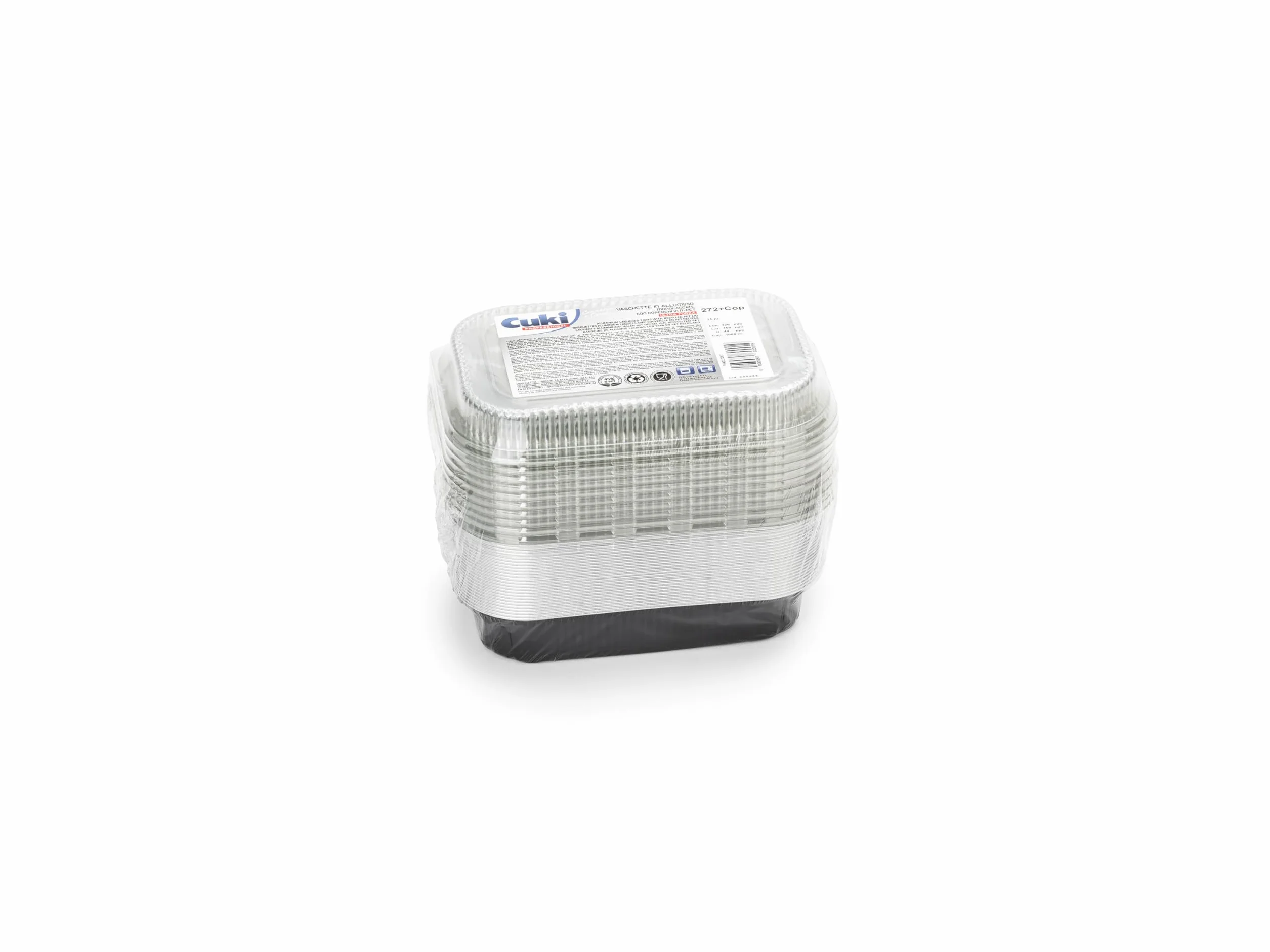 Vaschette alluminio con coperchi ultra-forza 2 porzioni 22x15x4 cm 25 pezzi monouso forno microonde frigo