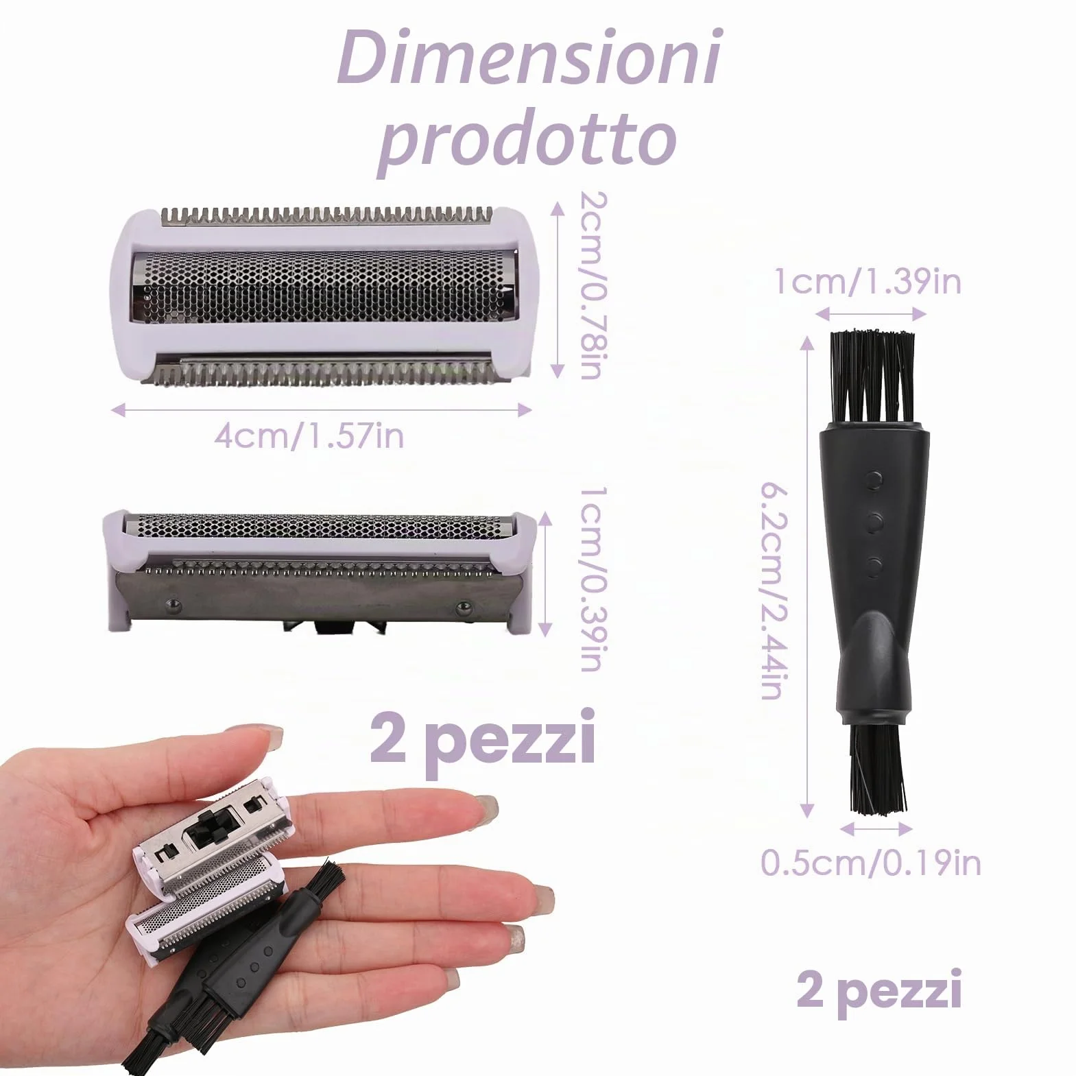 2 lame di ricambio per rasoio BRL130 BRL140 BRL175 BRL146 Bre620 Bre640 Bg2040 Bg2020 Wet & Dry Ladyshave - 2 lame da rasoio da donna