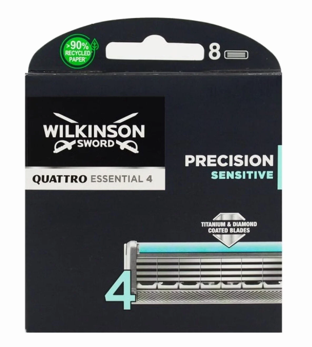 Wilkinson Sword Quattro - Cartucce di ricambio per lamette in titanio, 8 pezzi