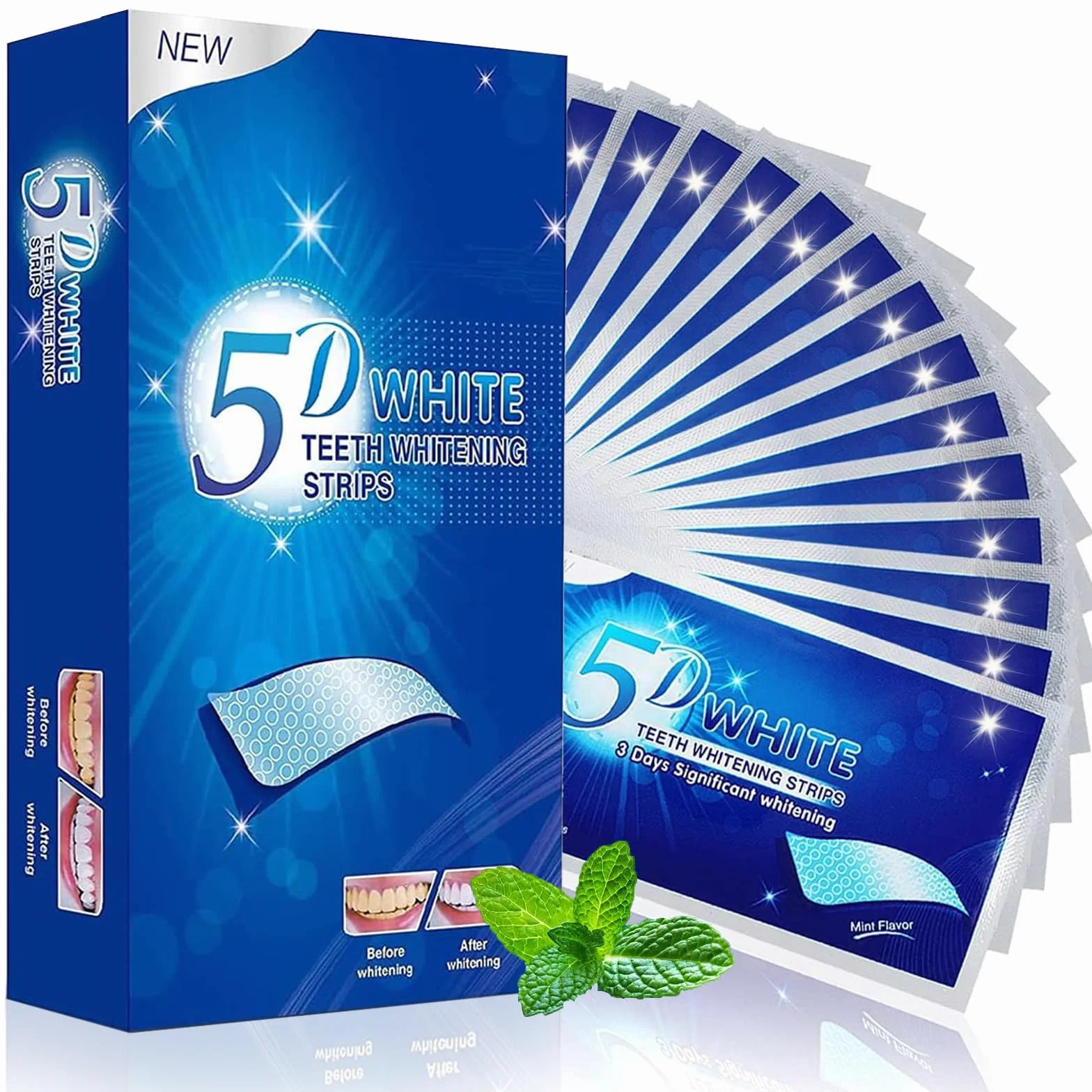 28 Strisce Sbiancanti Denti Professionali, Senza Teeth Sbiancamento Dei Denti, Whitening Strips per Sbiancamento Delicato, Facile Uso a Casa o in Viaggio