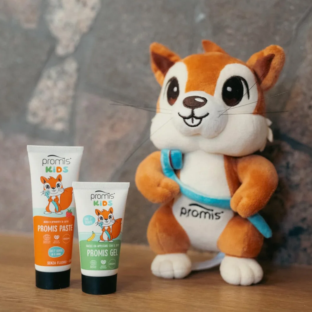 PROMIS Paste Kids 0–6 Anni, Senza Fluoro, Bio, Fragola e Sicuro Se Ingerito | Dentifricio con idrossiapatite anti-carie, formula delicata per l’igiene quotidiana dei denti da latte.