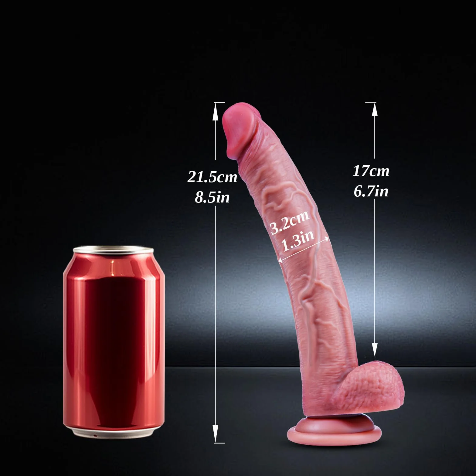 Dildo anale in silicone morbido da 21,5 cm con ventosa per principianti, piccolo dildo realistico per punto G, giocattolo per adulti con strap-on compatibile con plug vaginale/anale per uomini e donn