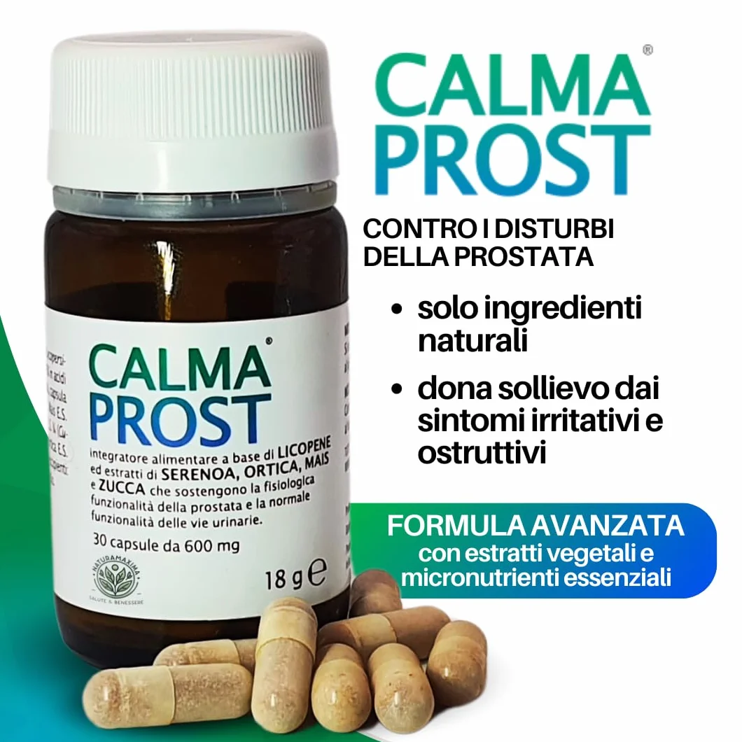 CALMAPROST Integratore Prostata 30 Capsule Serenoa Repens Licopene Zinco Selenio