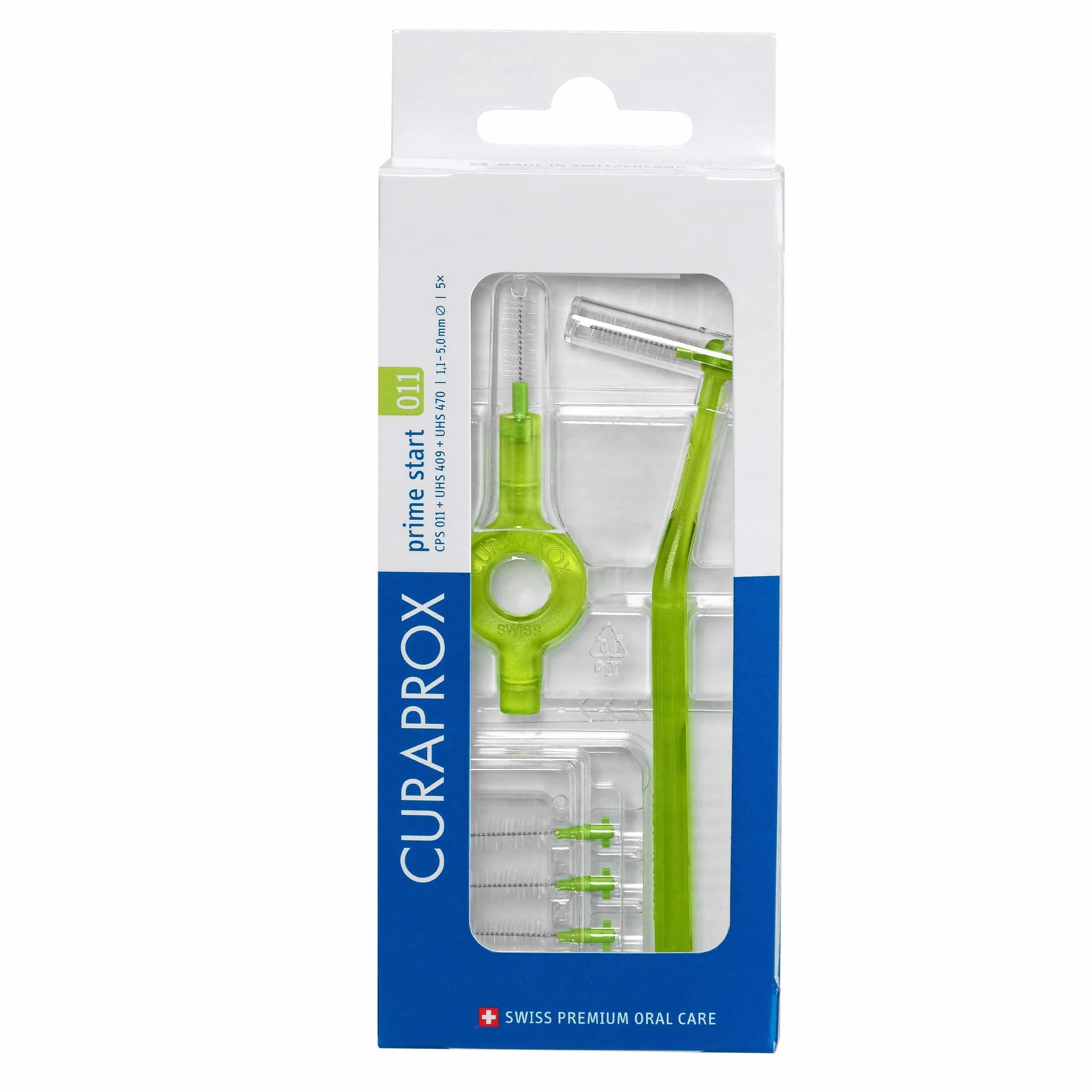 Curaprox CPS 011 Prime Start Set di pennelli interdentali 5 spazzole 2 supporti Verde 1,1 mm 5 mm
