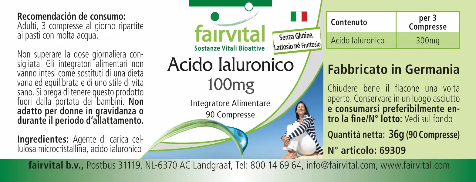 Fairvital Acido Ialuronico 100 mg 90 Compresse Vegano
