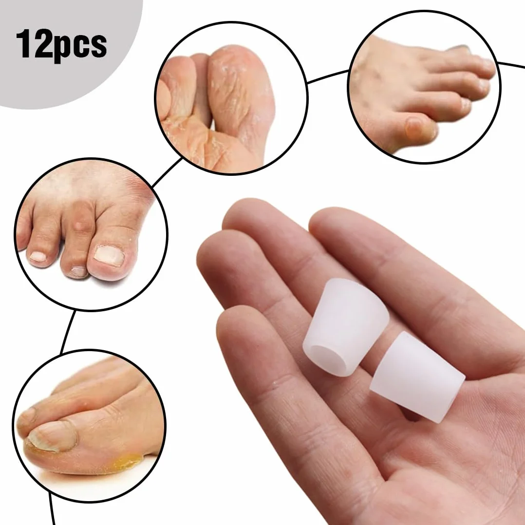 12 PCS Protezione Dita Piedi in Silicone, Gel Antidolorifico - Distanziatore e Separatore per Prevenire Vesciche, Calli e Attrito del Mignolo del Piede