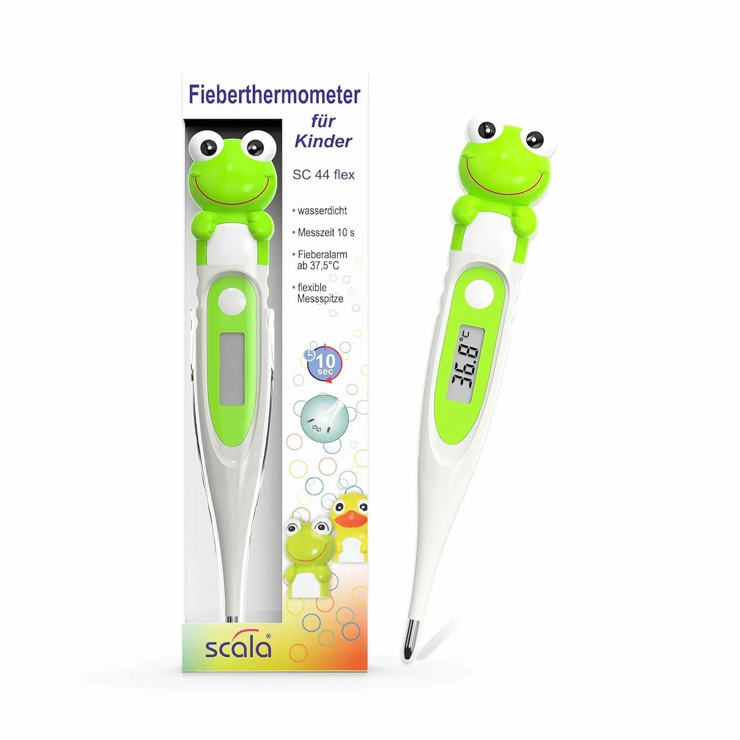 Termometro Digitale Febbre Corporea Scala SC 44 Rana Flex Velocità 10 sec Bambini Adulti Misurazione Orale Rettale Ascellare Verde