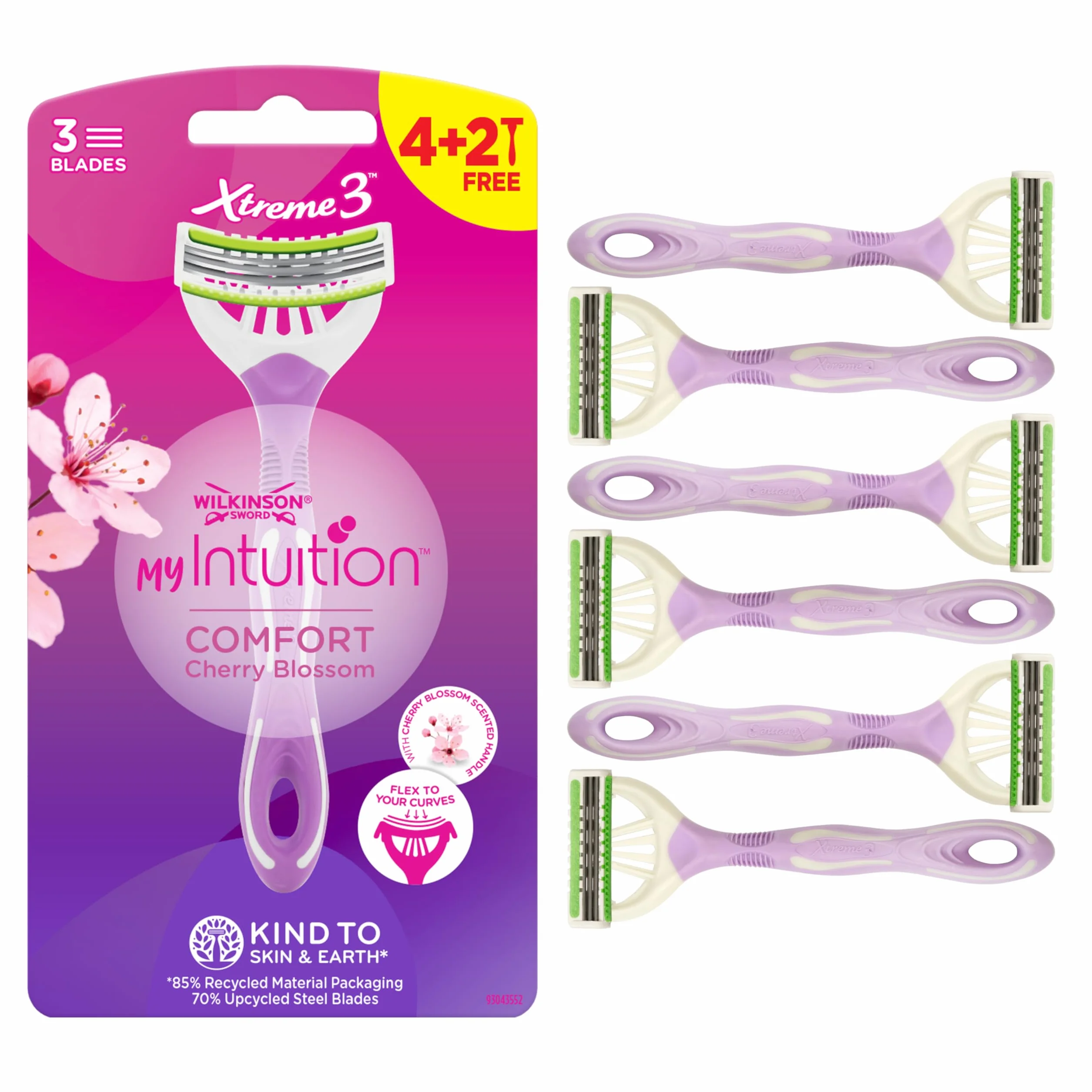 Wilkinson Sword Myintuition Xtreme 3 Comfort Cherry Blossom Disposable Razor for Women 4+2