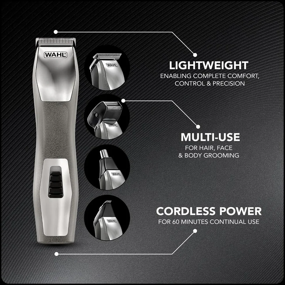 WAHL Chromium 11-in-1 Multigroomer, trimmer per il corpo, regolabarba da uomo, rifinitura della barba, rasatura del corpo, rifinitore sopracciglia completamente lavabile, kit cura maschile