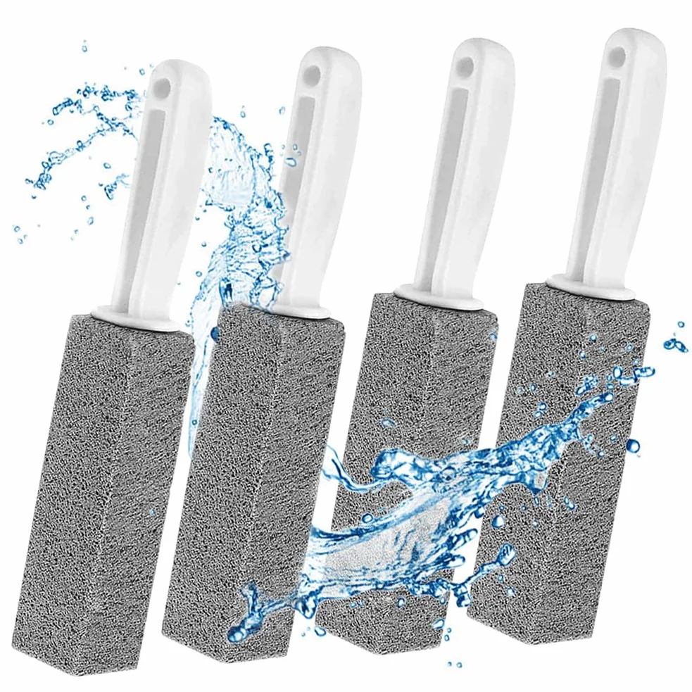 Pietra Pomice Pulizia WC con Manico 4 Pezzi per Bagno Lavandino Cucina Grill Grate Piscina