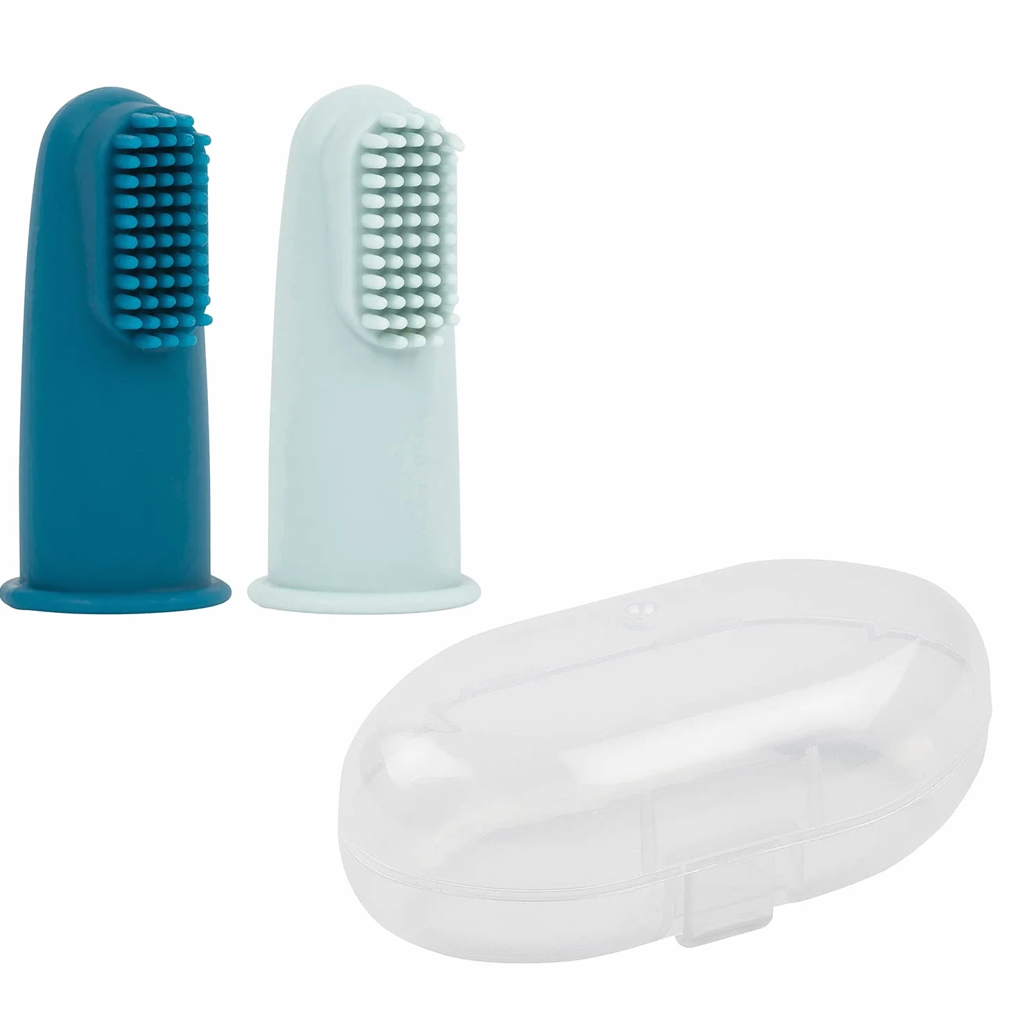 Nattou Set di 2 spazzolini da denti per bambini blu petrolio e blu acqua